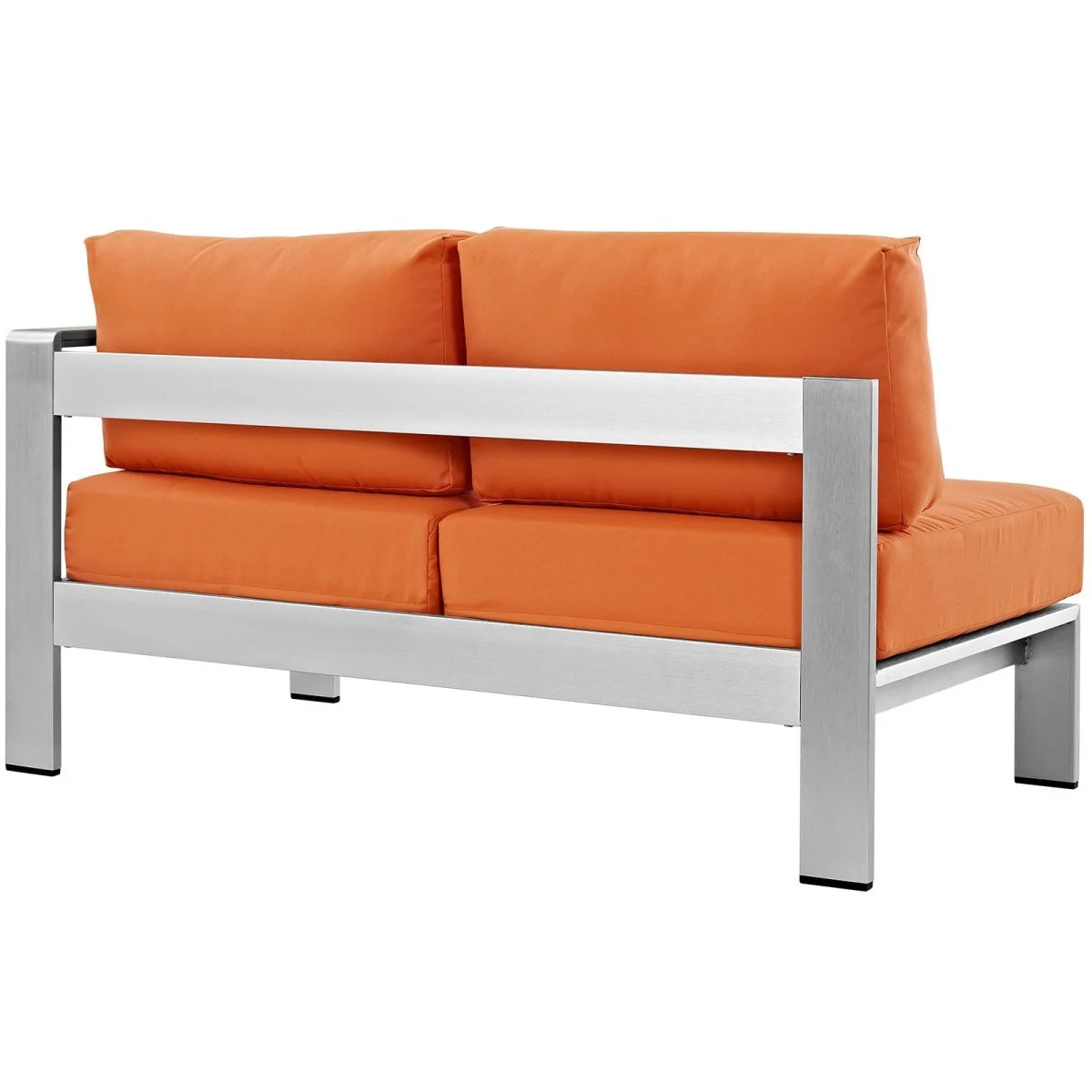 Silver Aluminum Right-Arm Outdoor Patio Loveseat with Cushions, Aluminum Frame Seating - Image 15