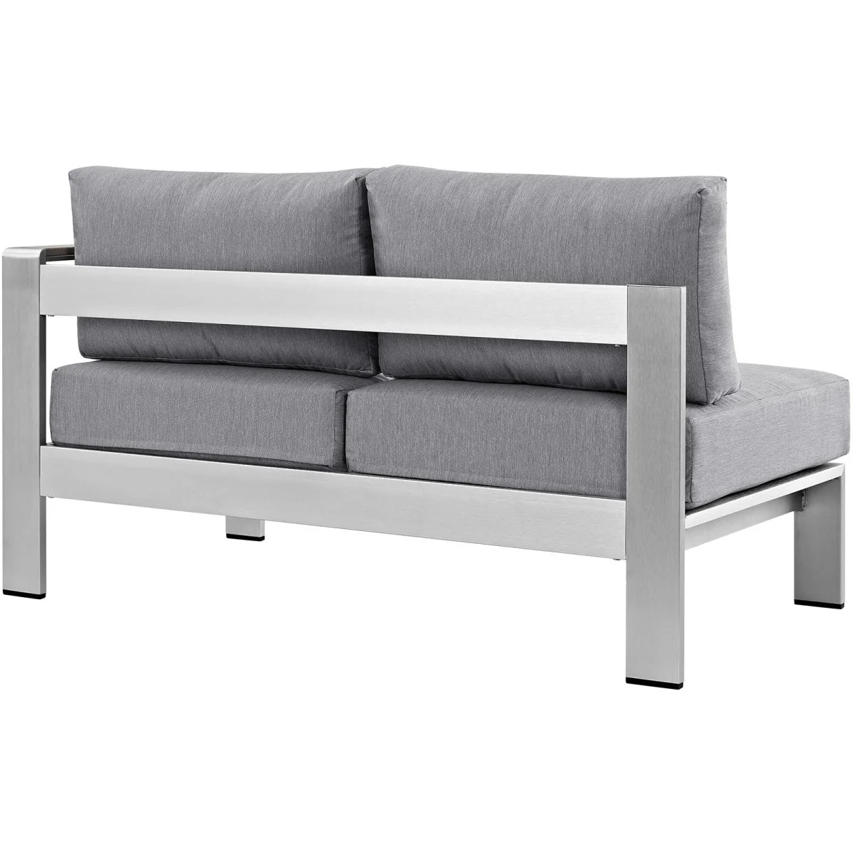 Silver Aluminum Right-Arm Outdoor Patio Loveseat with Cushions, Aluminum Frame Seating - Image 7
