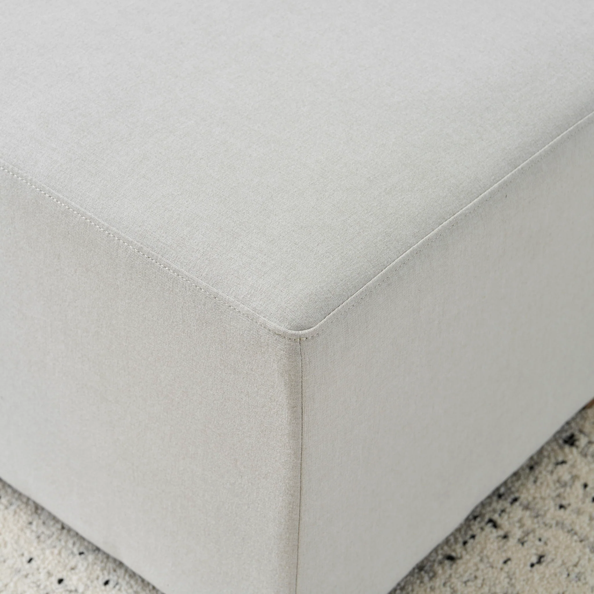 Simple Long Ottoman For Living Room - White - Image 9