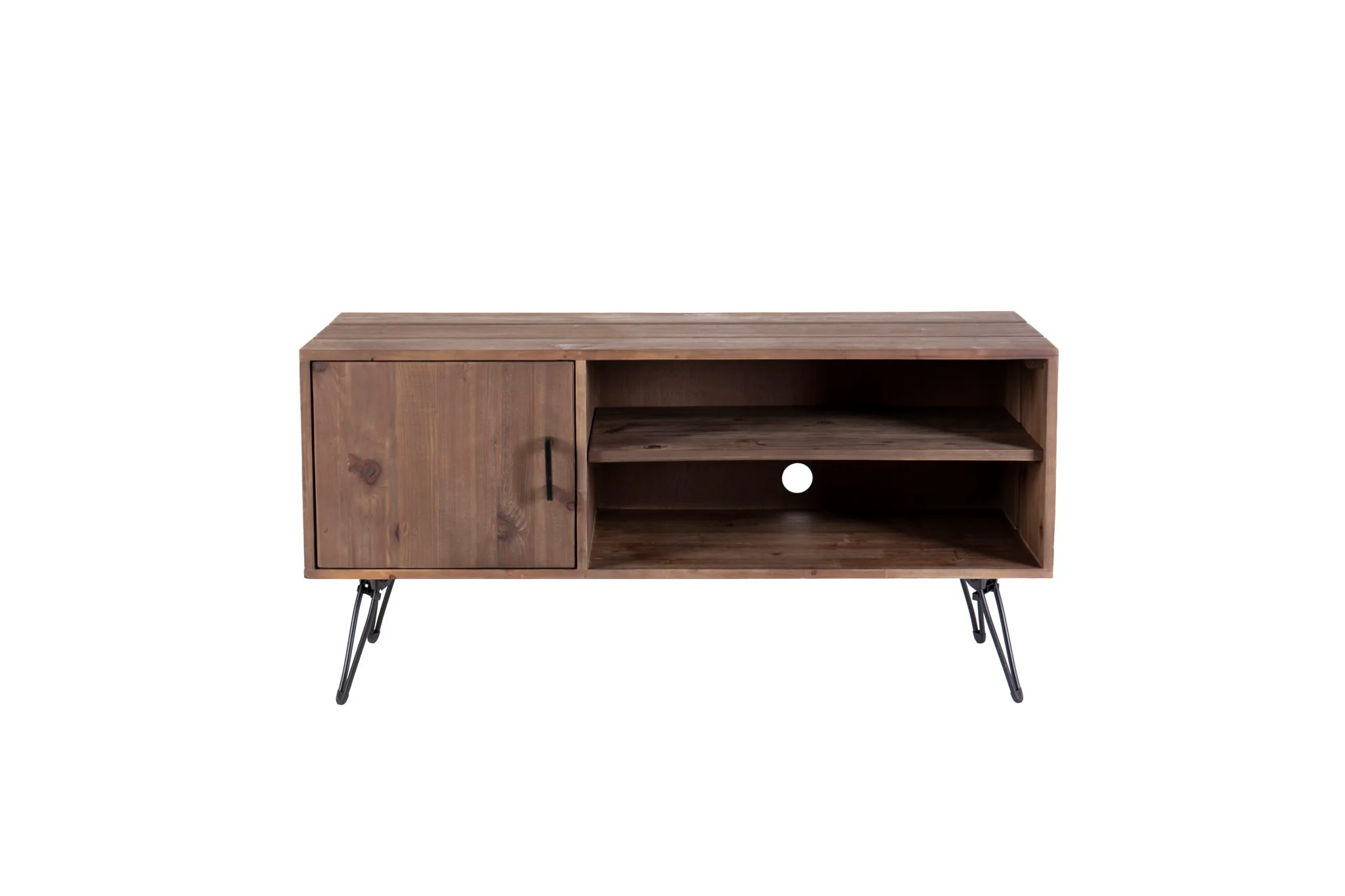 Simple, Modern, Vintage Reclaimed Wood TV Stand Media Table For Living Room - Natural - Image 5
