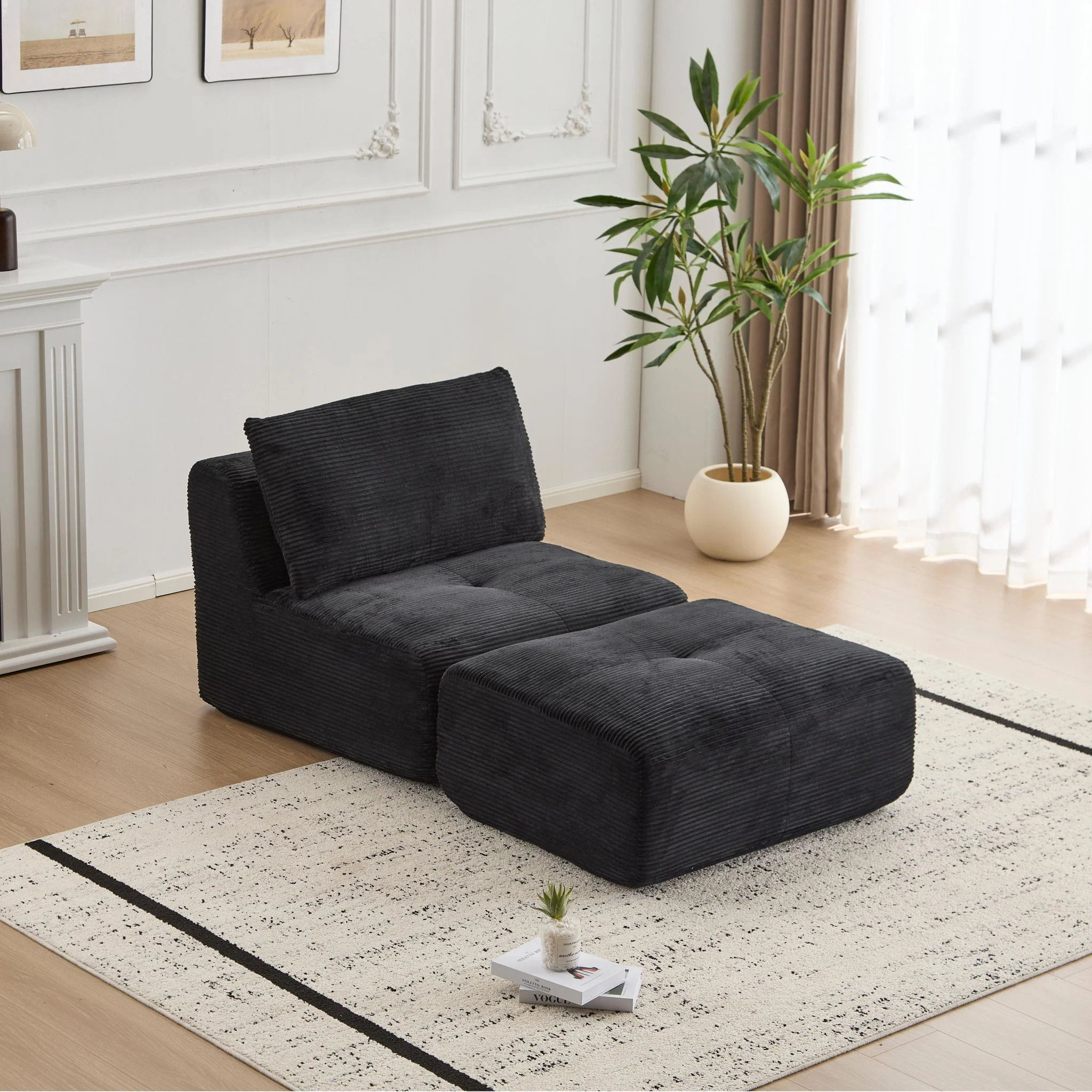Single Chaise Longue With Movable Ottoman For Living Room - Image 24