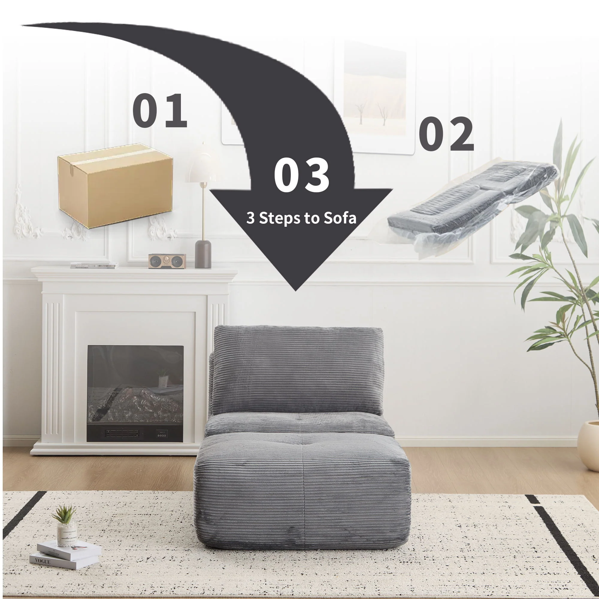 Single Chaise Longue With Movable Ottoman For Living Room - Image 29