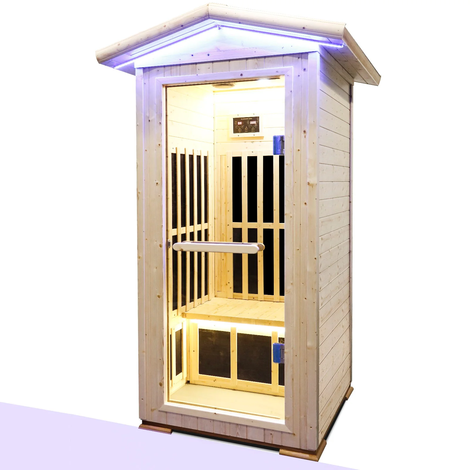 Single Person Spruce Far Infrared Sauna With Ambient Lighting And Bluetooth Music - Natural - Image 5