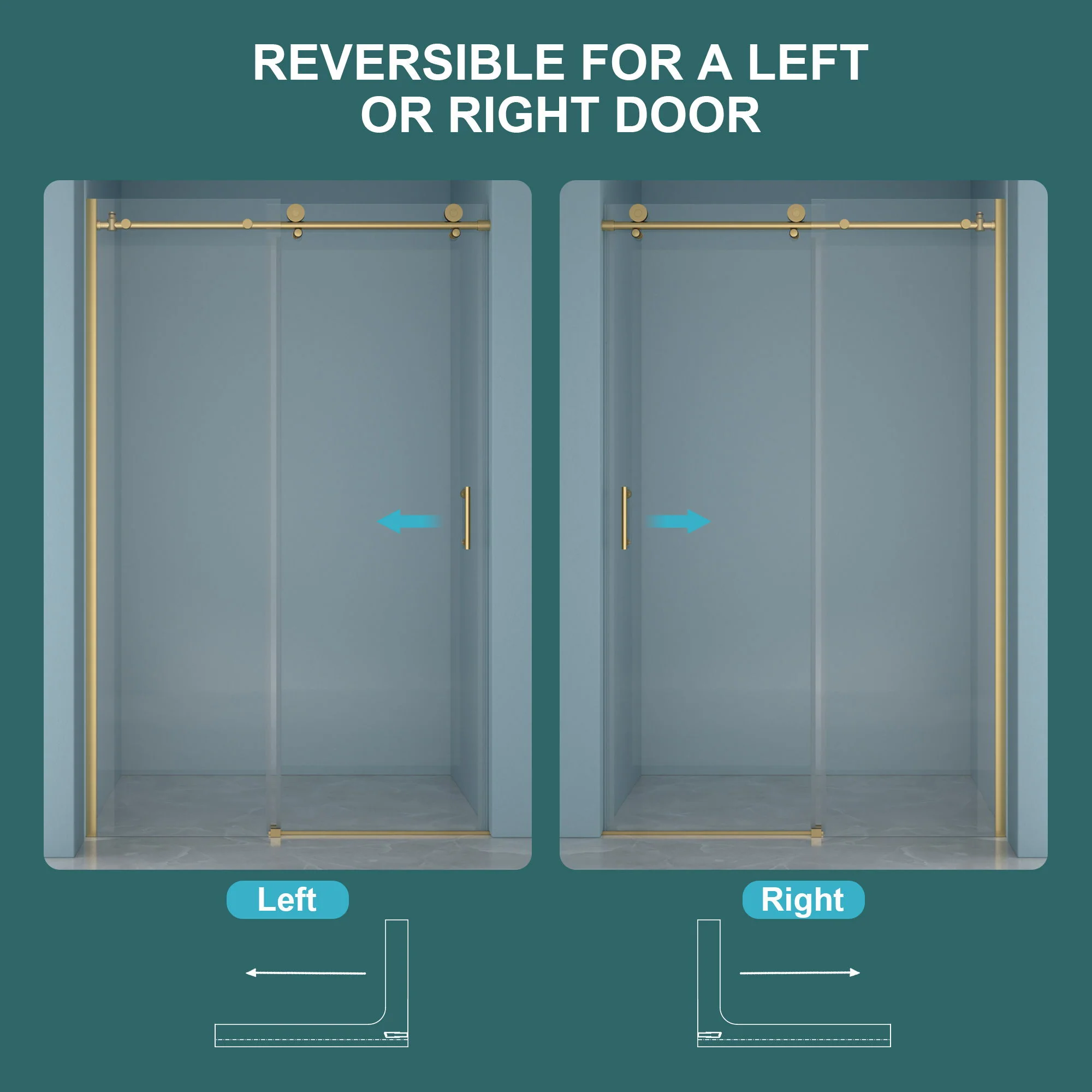 Single Sliding Bypass Shower Door Enclosure With Tempered Glass - Image 6