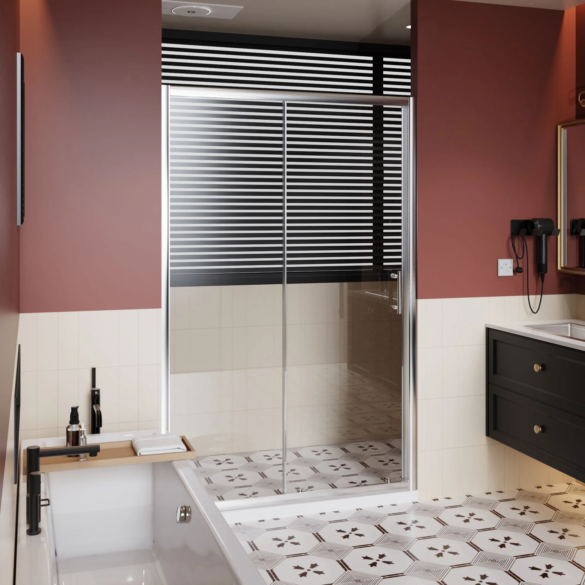Single Sliding Shower Door With Handle - Chrome - Image 5
