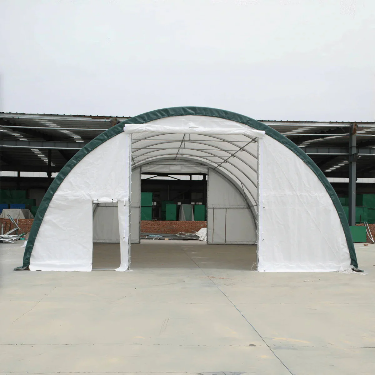 Single Truss Arch Storage Shelter Garden Building Steel Frame White Green - Image 6