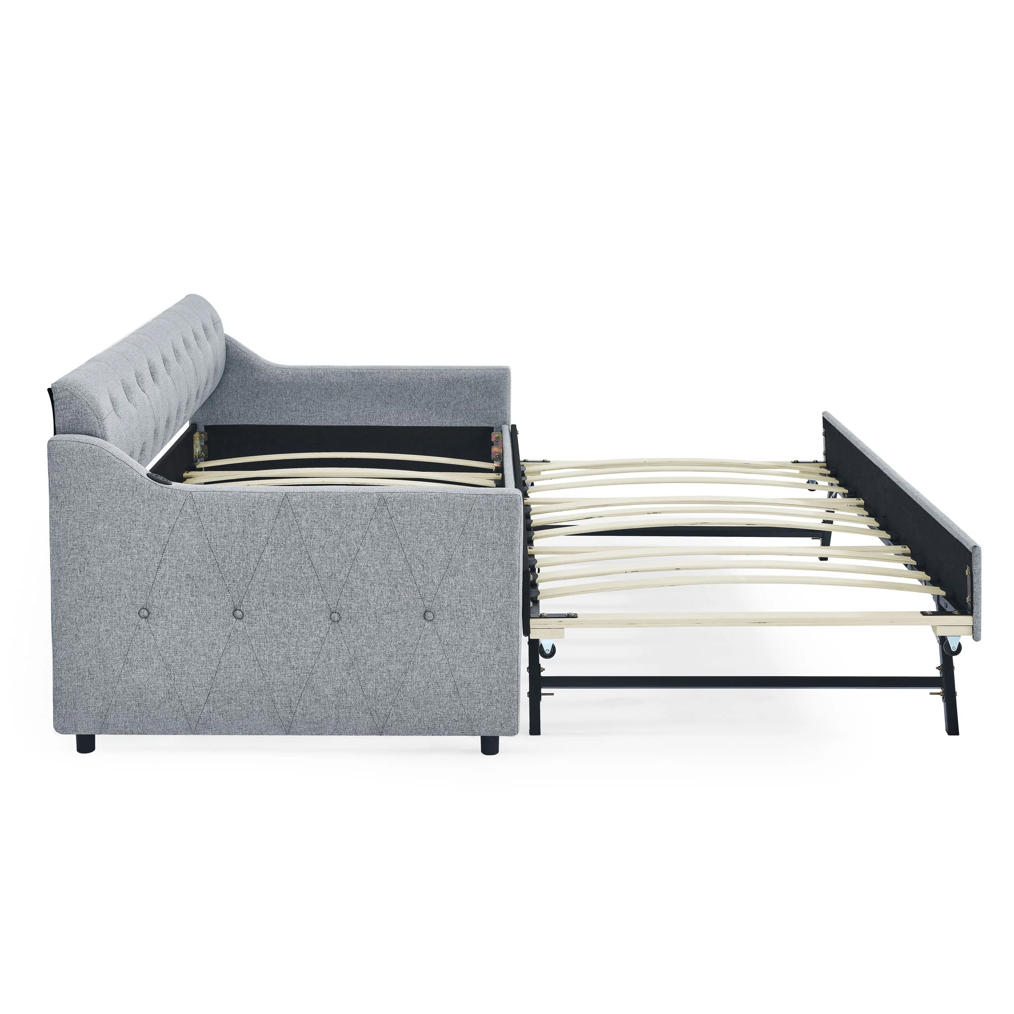 Size Upholstered Daybed With Trundle And USB Charging Armrest - Image 22