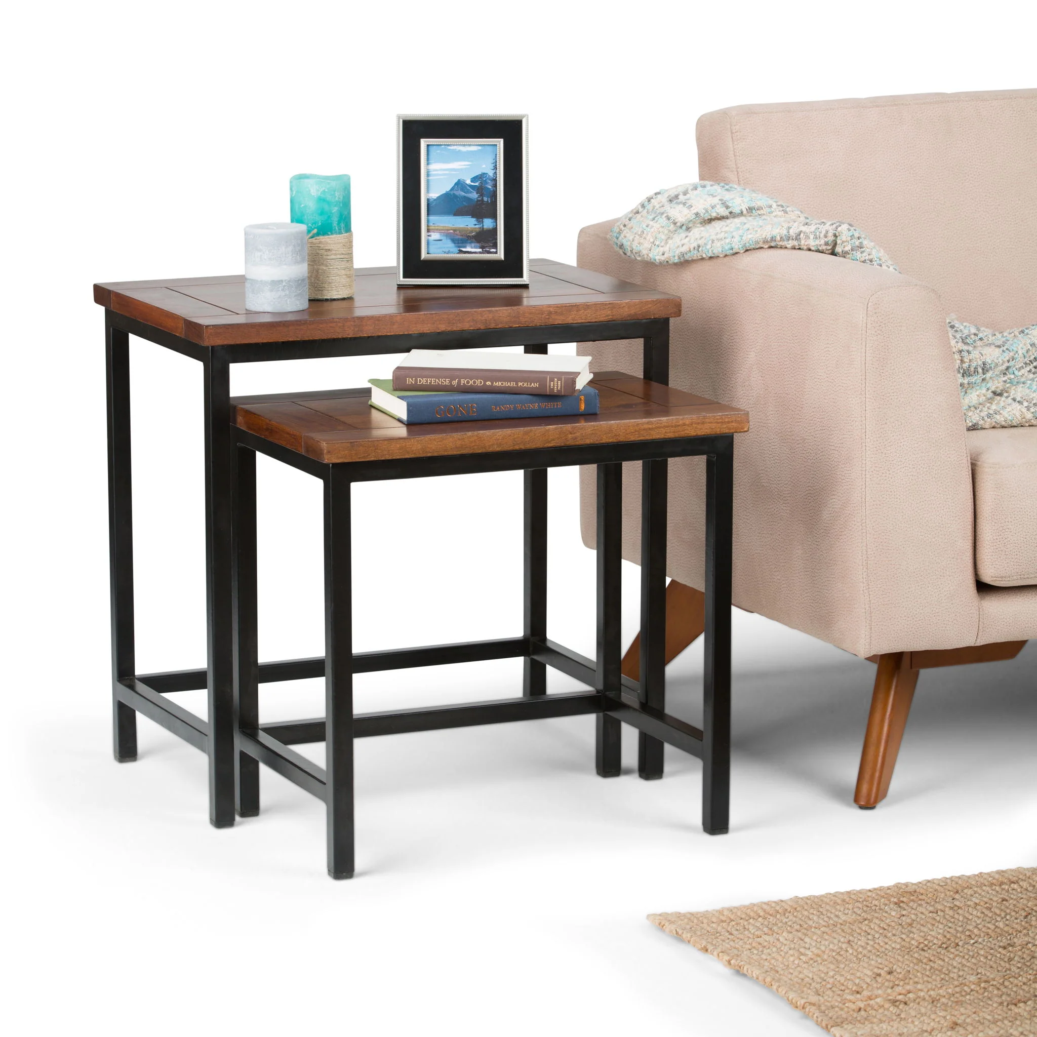 Skyler - 2 Piece Nesting Side Table - Dark Cognac Brown - Image 7