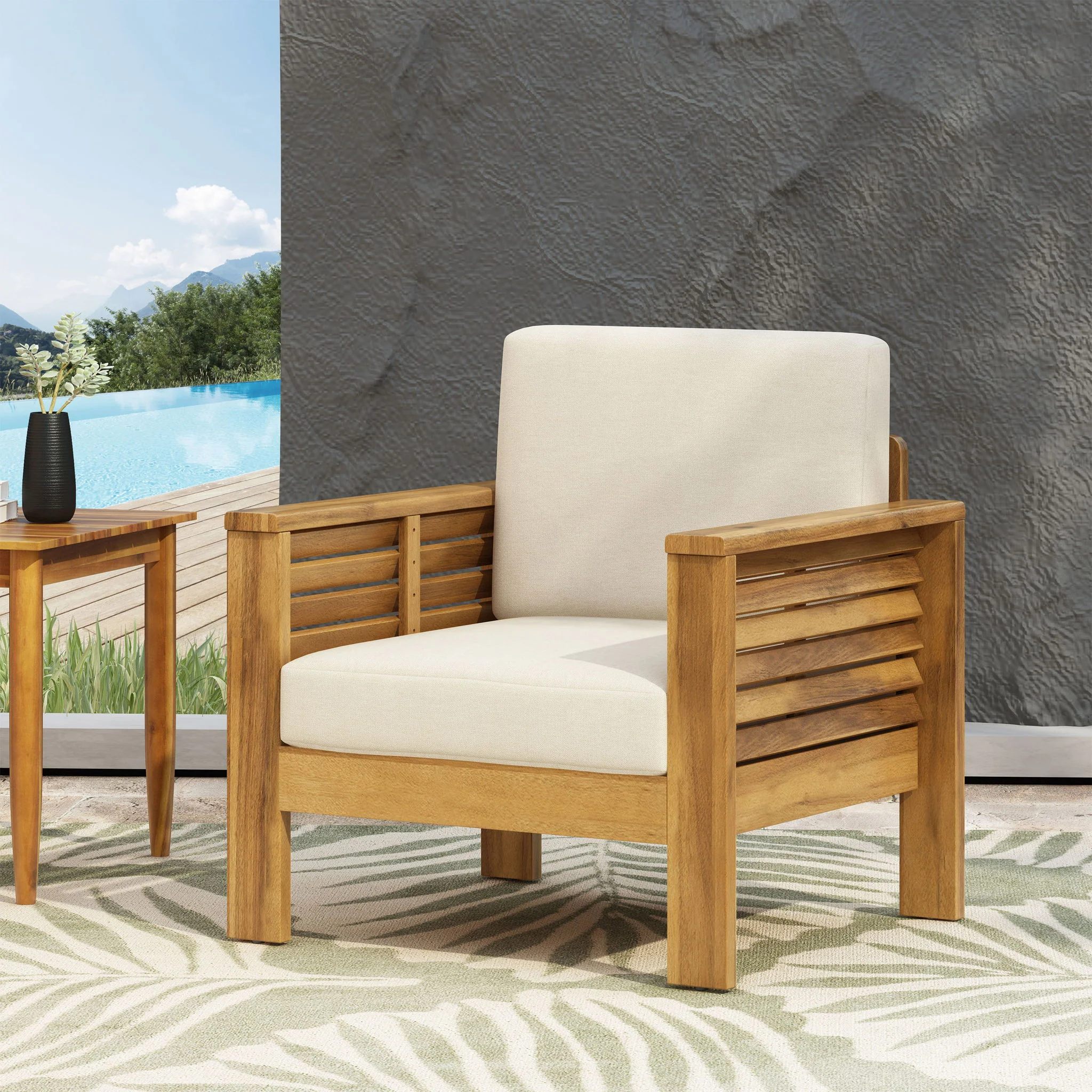 Slat Design Club Chairs With Cushions - Image 14