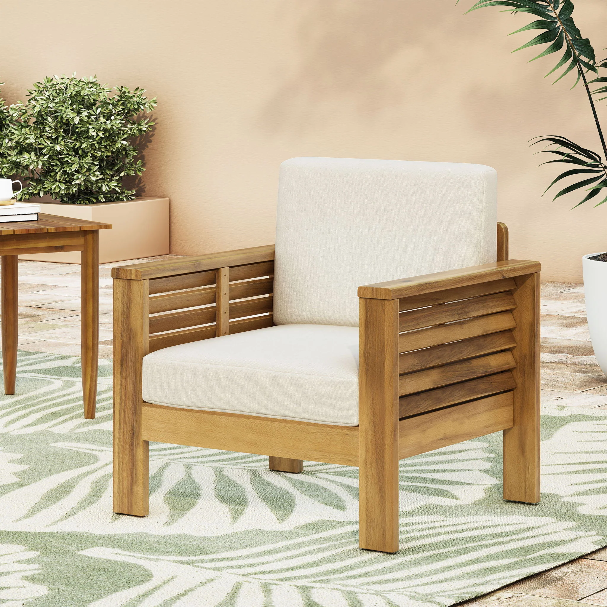 Slat Design Club Chairs With Cushions - Image 17