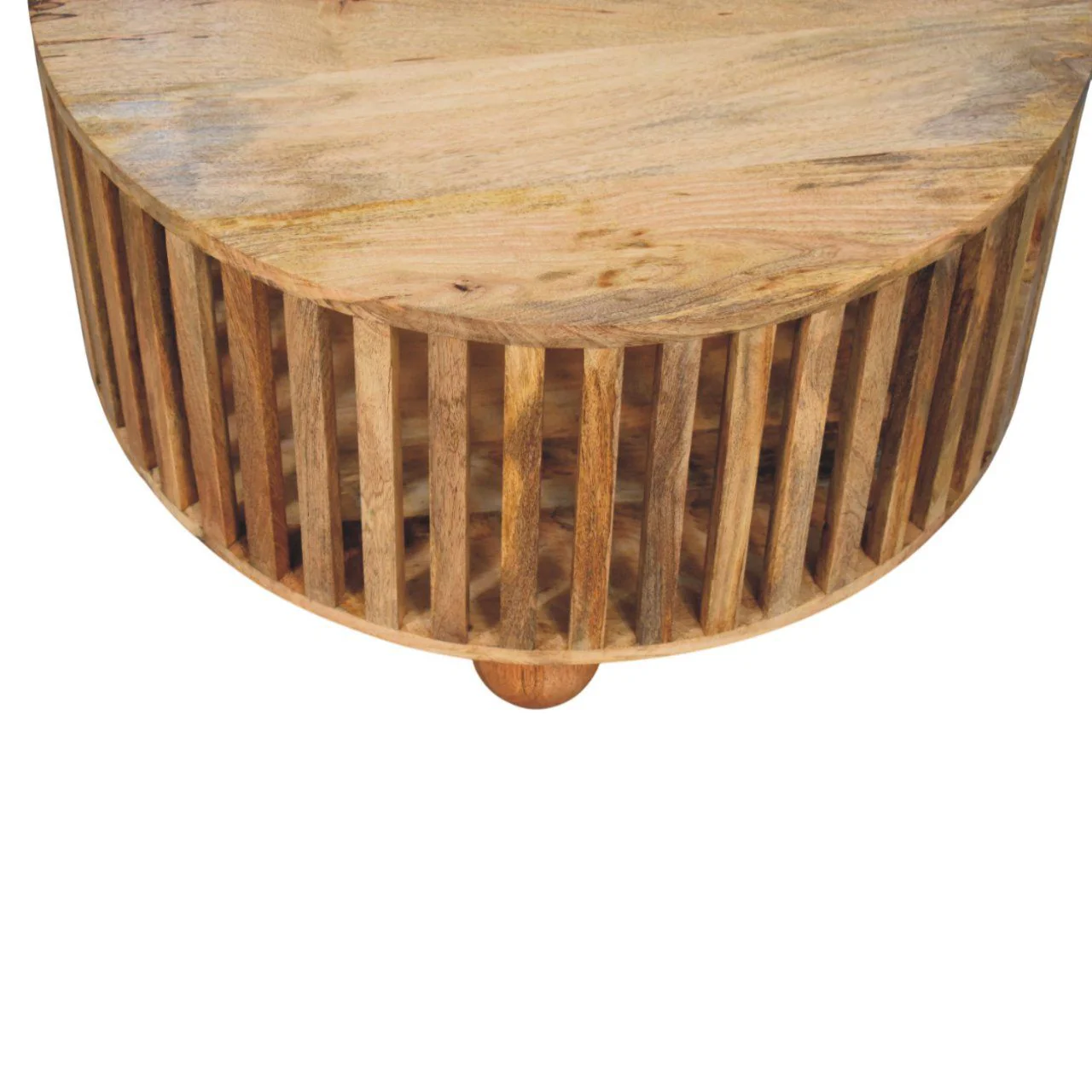 Slatted Round Coffee Table - Beige - Image 4