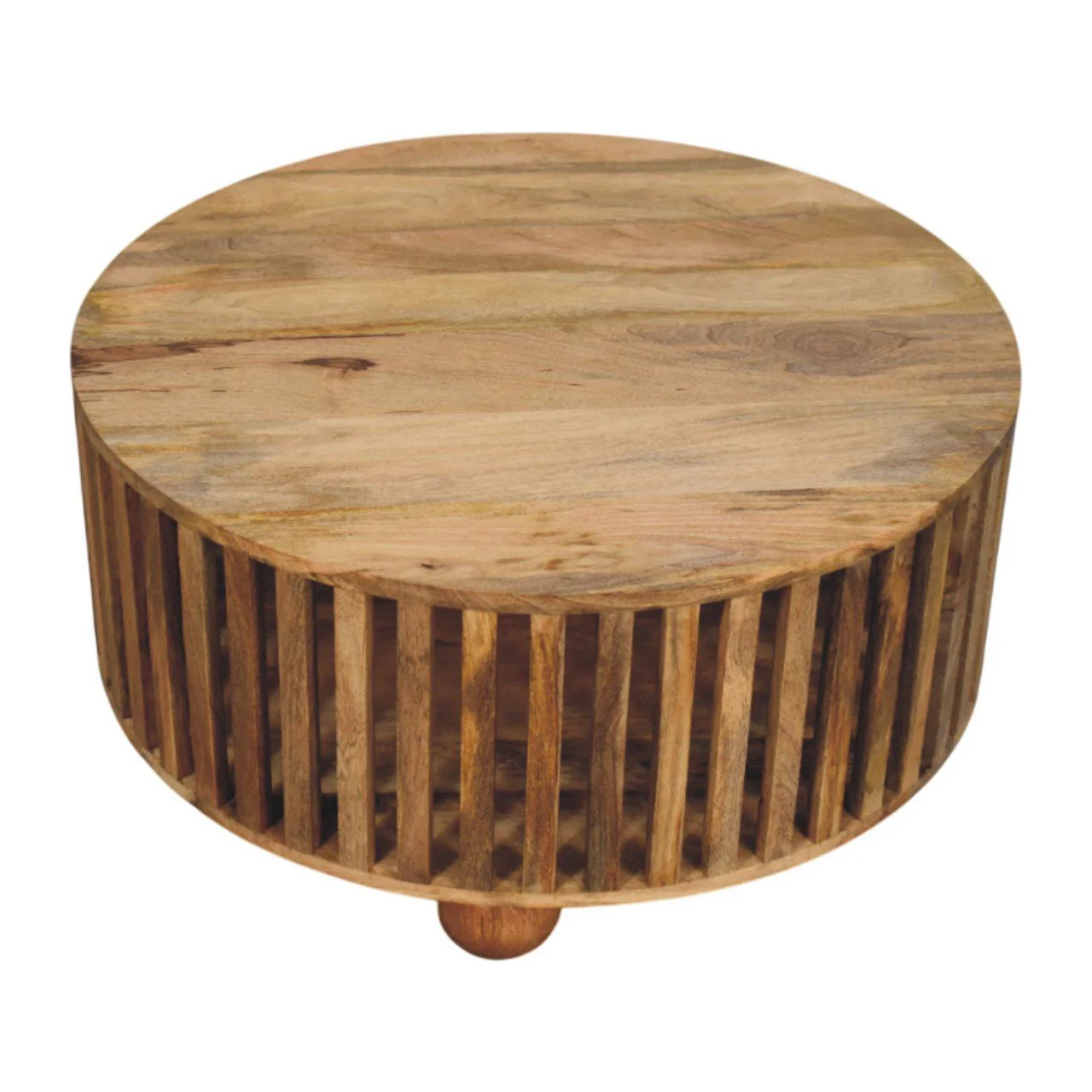 Slatted Round Coffee Table - Beige - Image 9