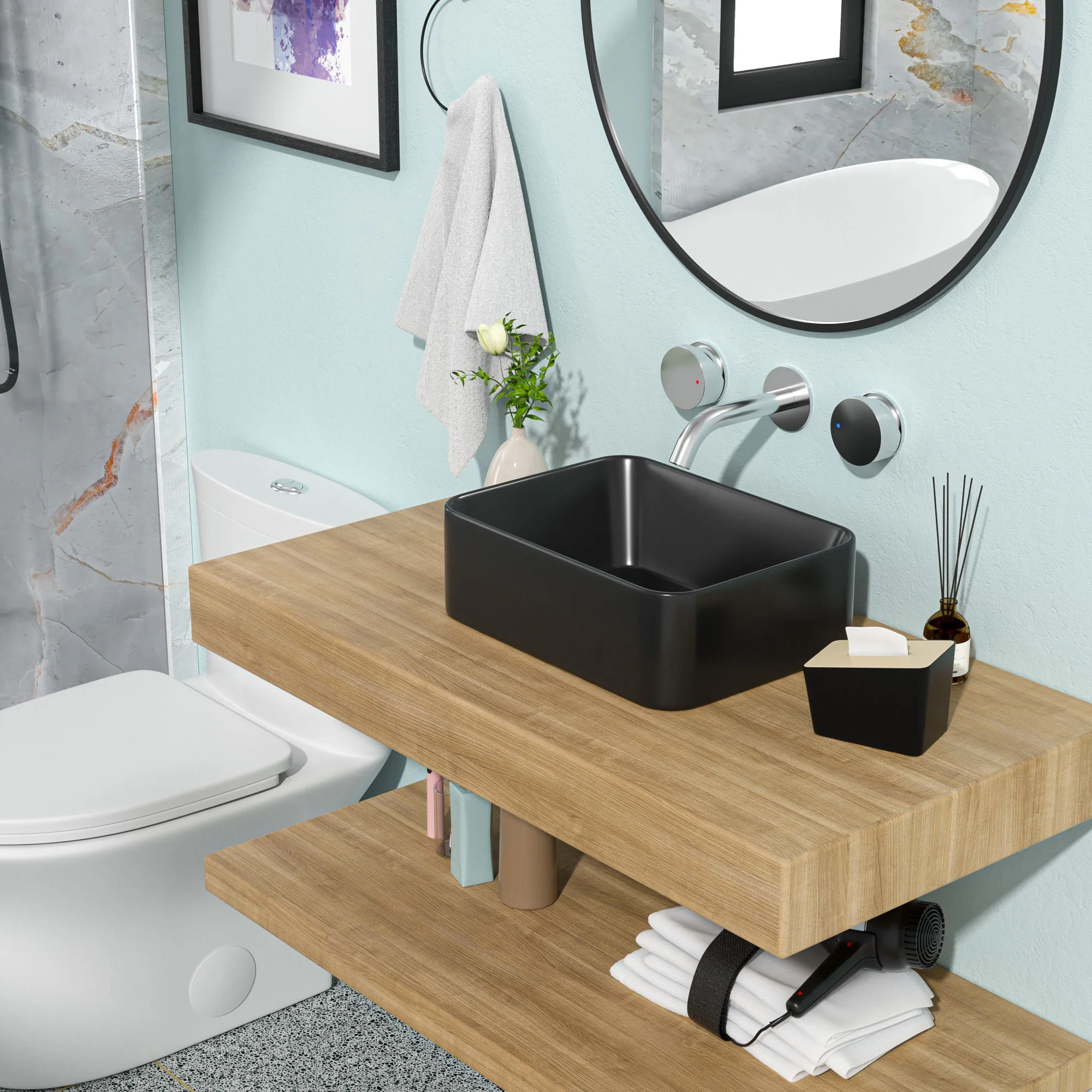 Sleek Ceramic Rectangular Vessel Bathroom Sink - Image 4