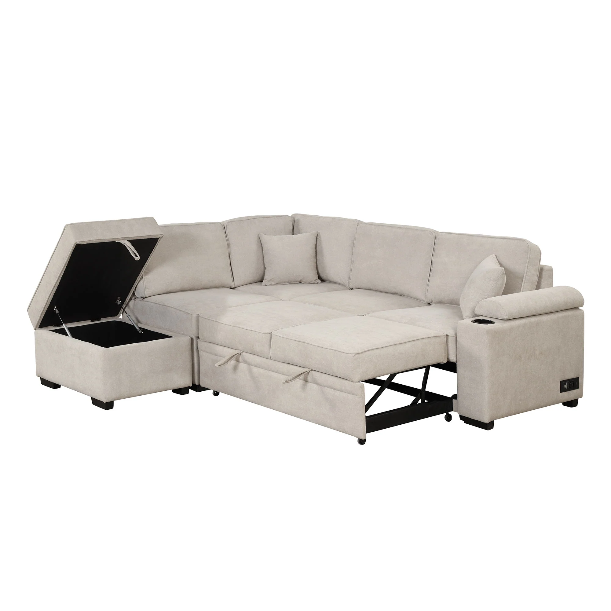 Sleeper Sofa Bed, 2 In 1 Pull Out Sofa Bed L Shape Couch With Storage Ottoman For Living Room, Bedroom Couch And Small Apartment - Image 6