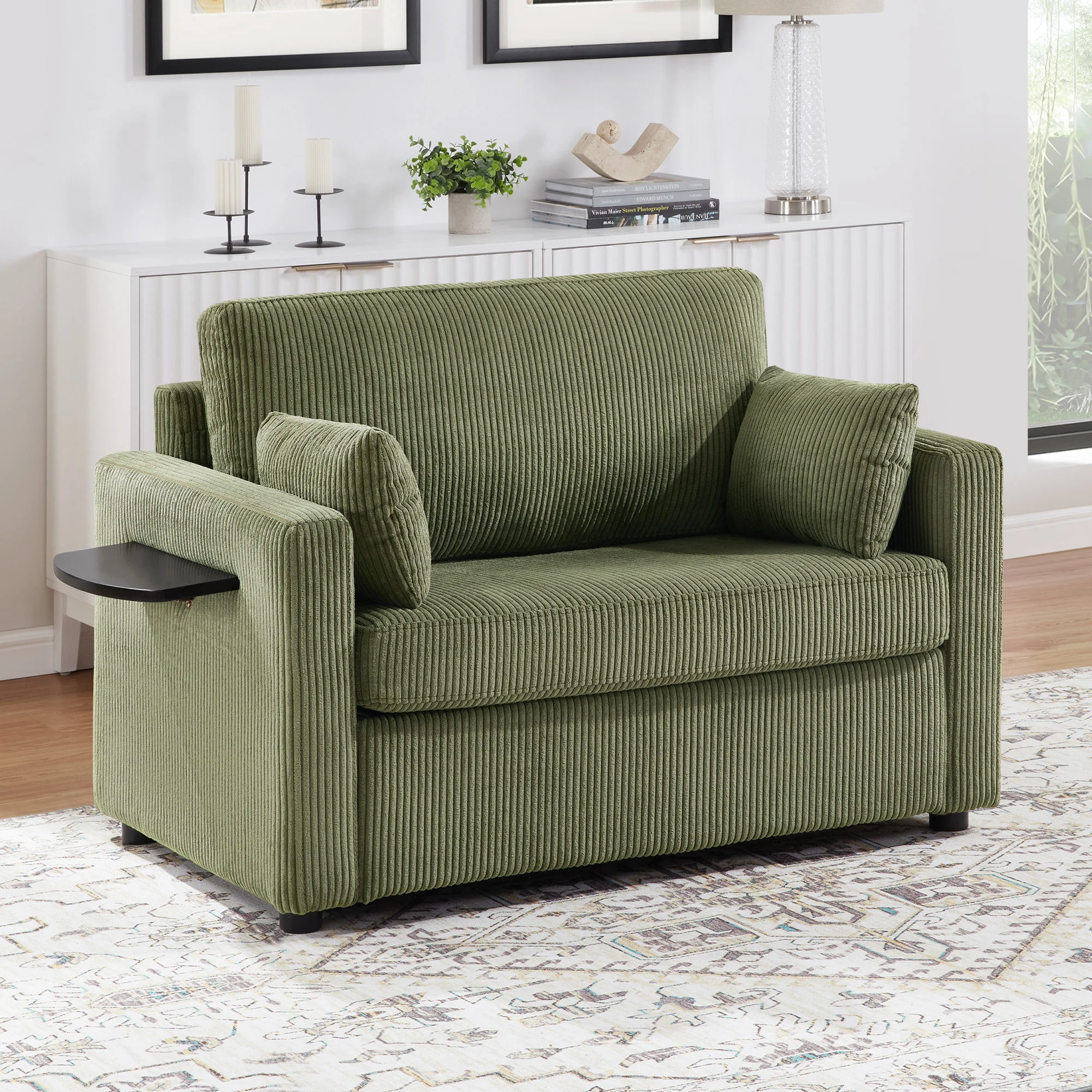 Sleeper Sofa With Foldable Mattress, USB Ports, Side Table & Storage Pocket - Image 24