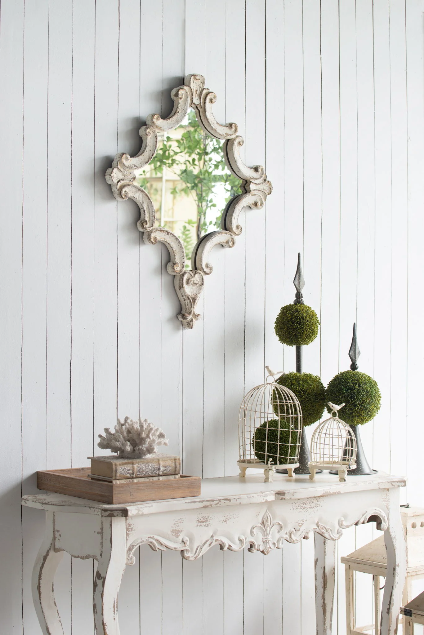 Slimline wash Console Table, For Hallway Living Room Bedroom - White Washed - Image 7