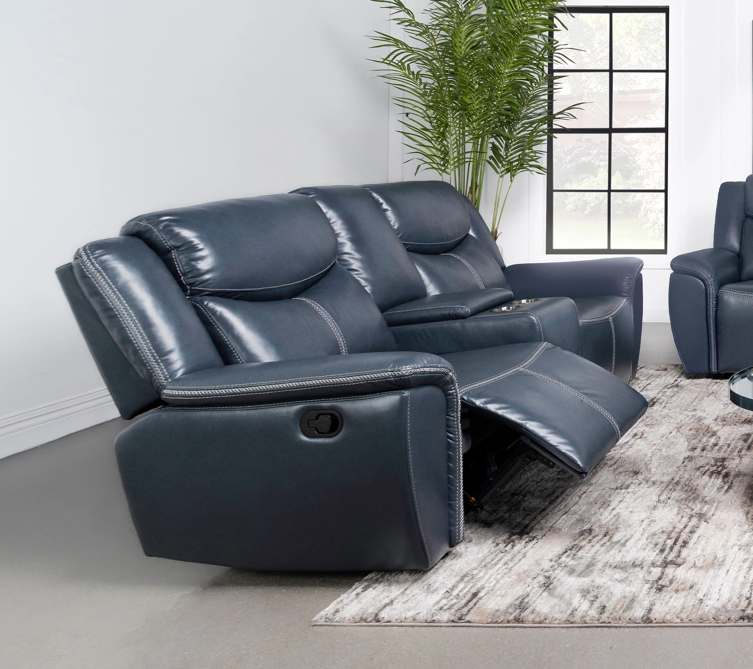 Sloane Upholstered Padded Arm Reclining Loveseat - Blue - Image 5