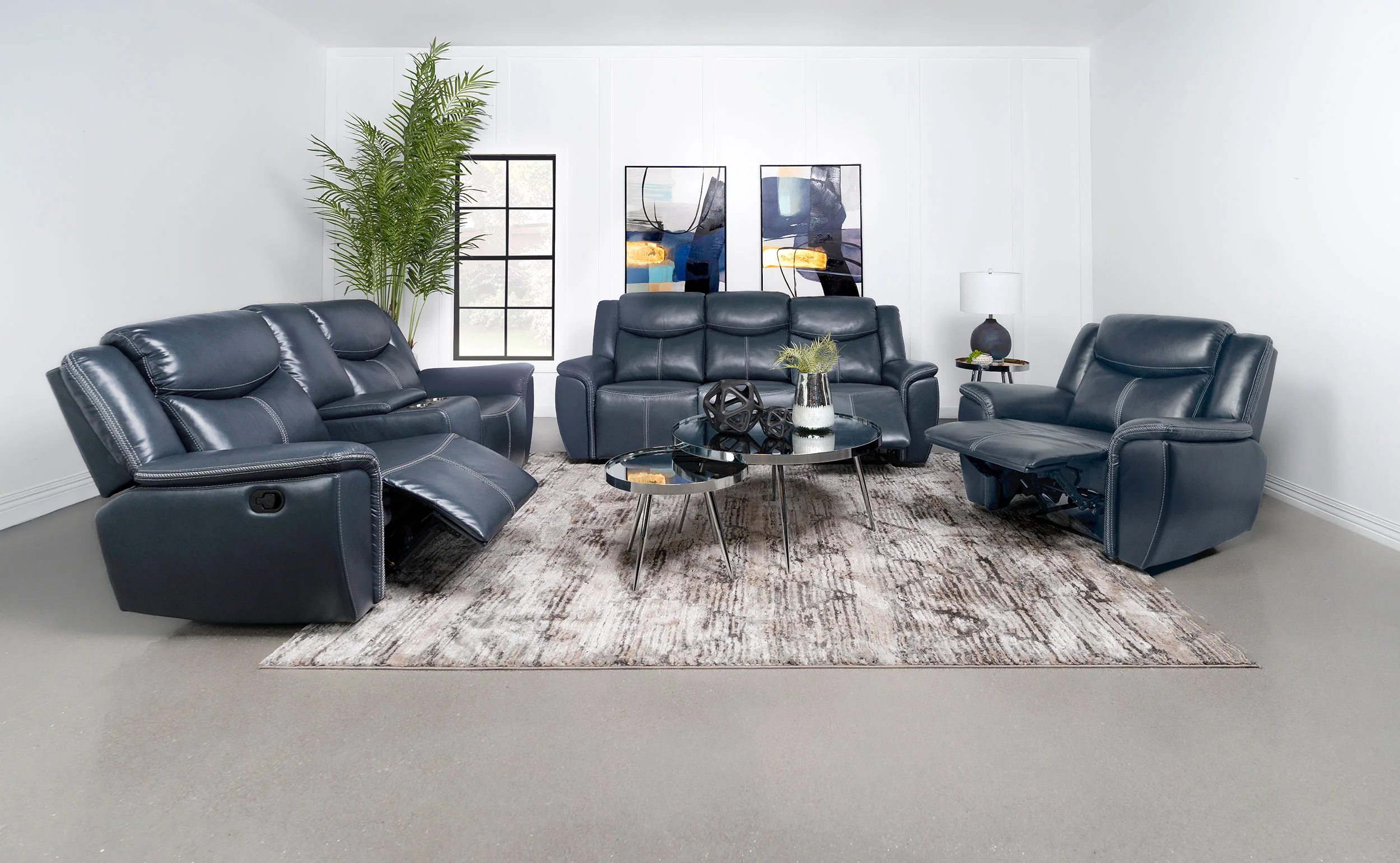 Sloane Upholstered Padded Arm Recliner Chair in Blue - Image 10