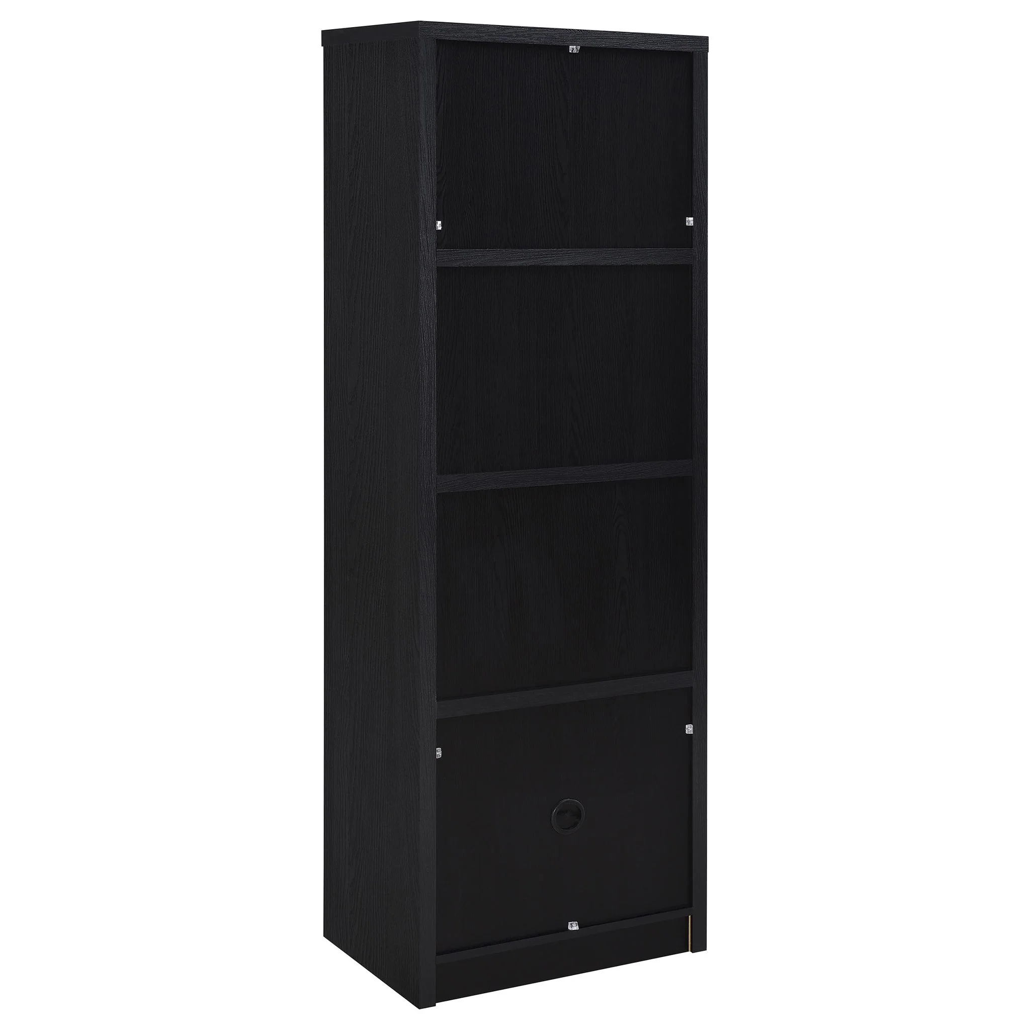 Sloat - 3 Shelf Media Tower With Cabinet Storage - Black - Image 2