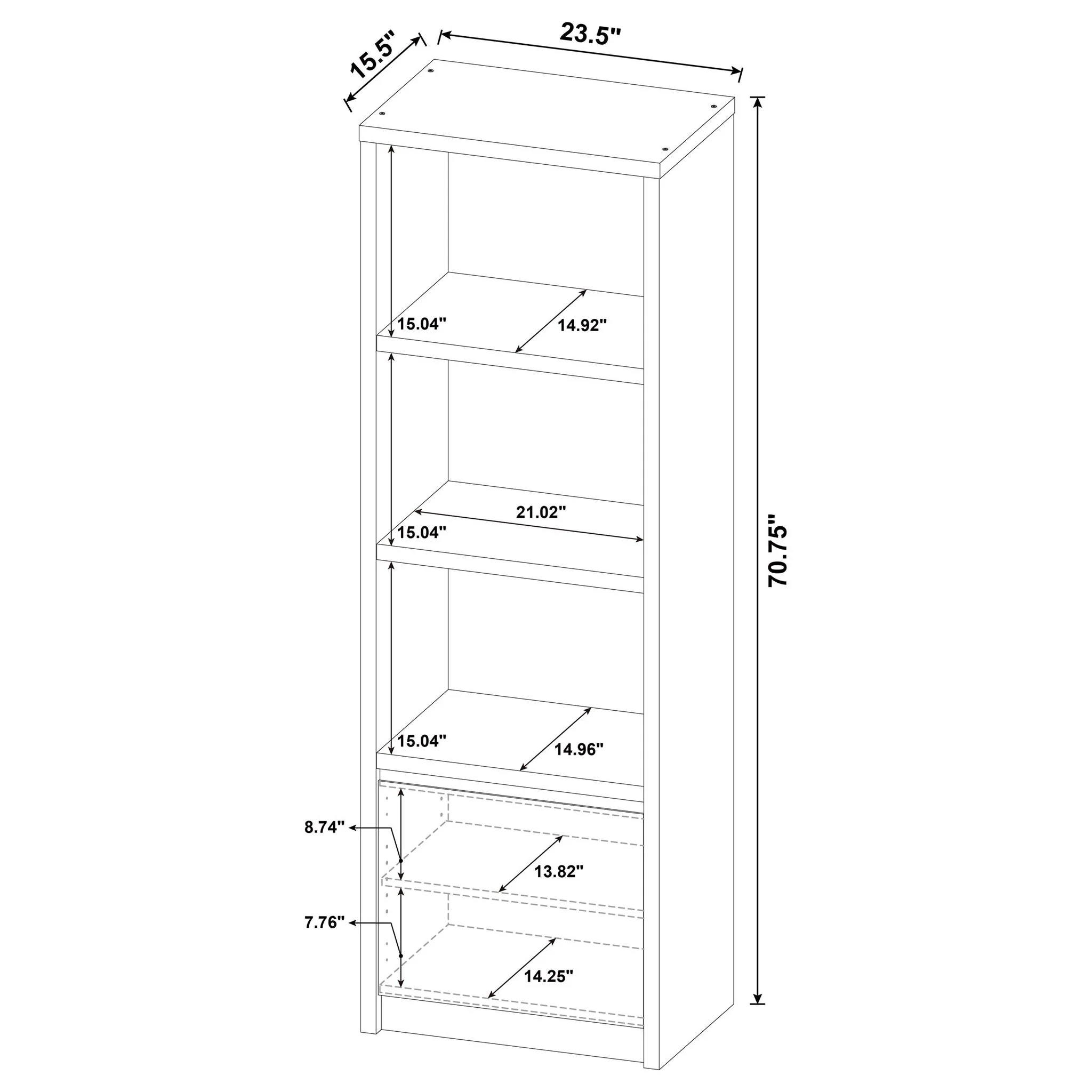 Sloat - 3 Shelf Media Tower With Cabinet Storage - Black - Image 9