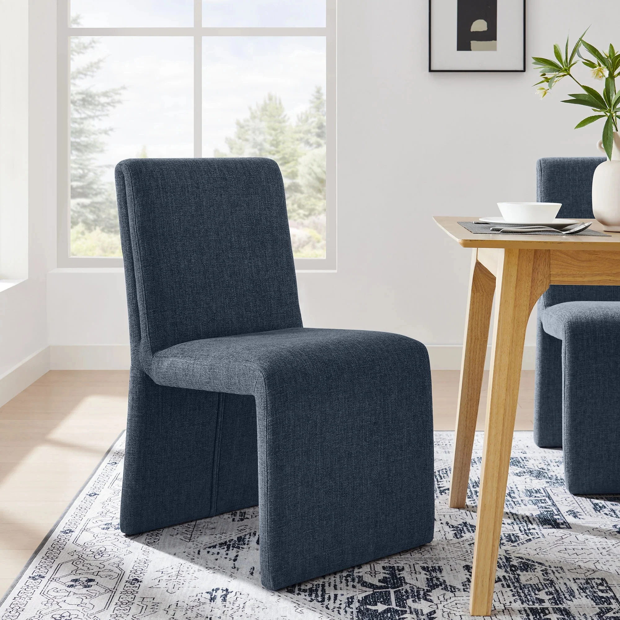Slub Weave Upholstered Dining Side Chair - Image 17
