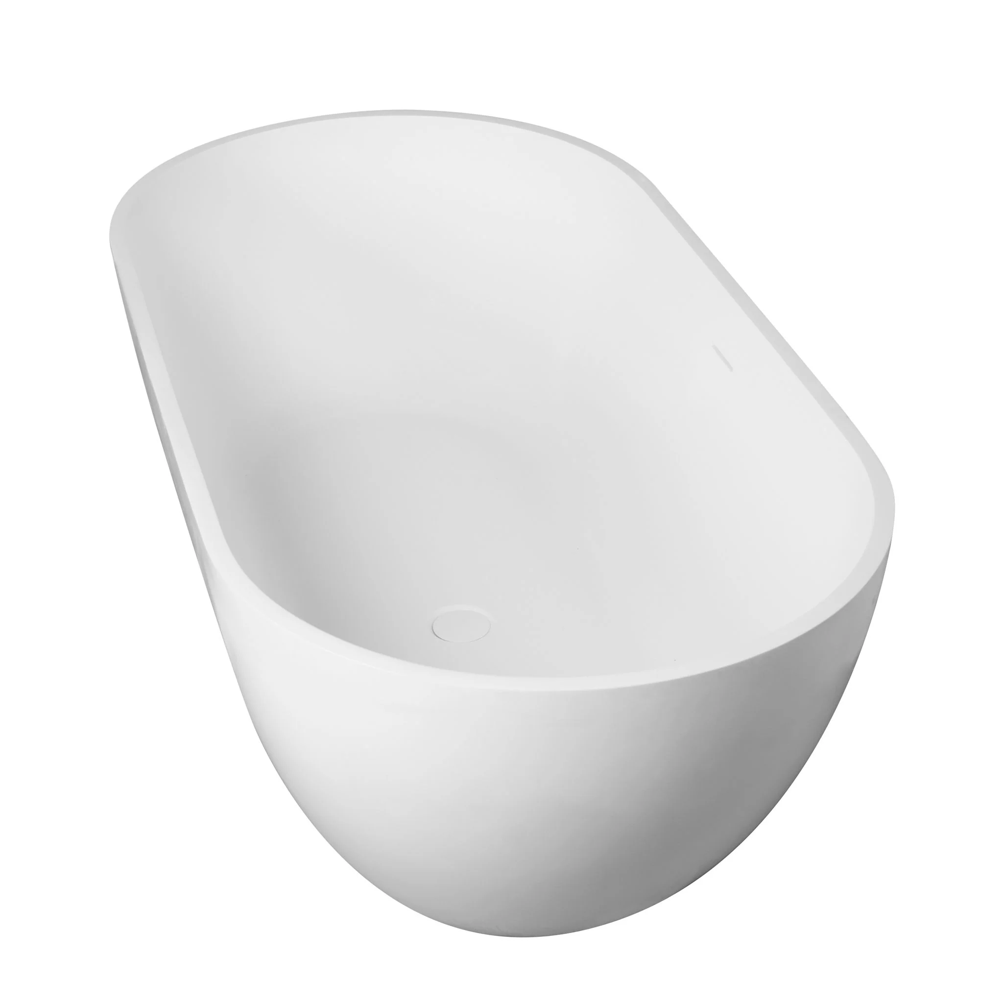 Small Size Stone Resin Solid Surface Oval Shape Freestanding Bathtub For The Bathroom - Matte White - Image 3