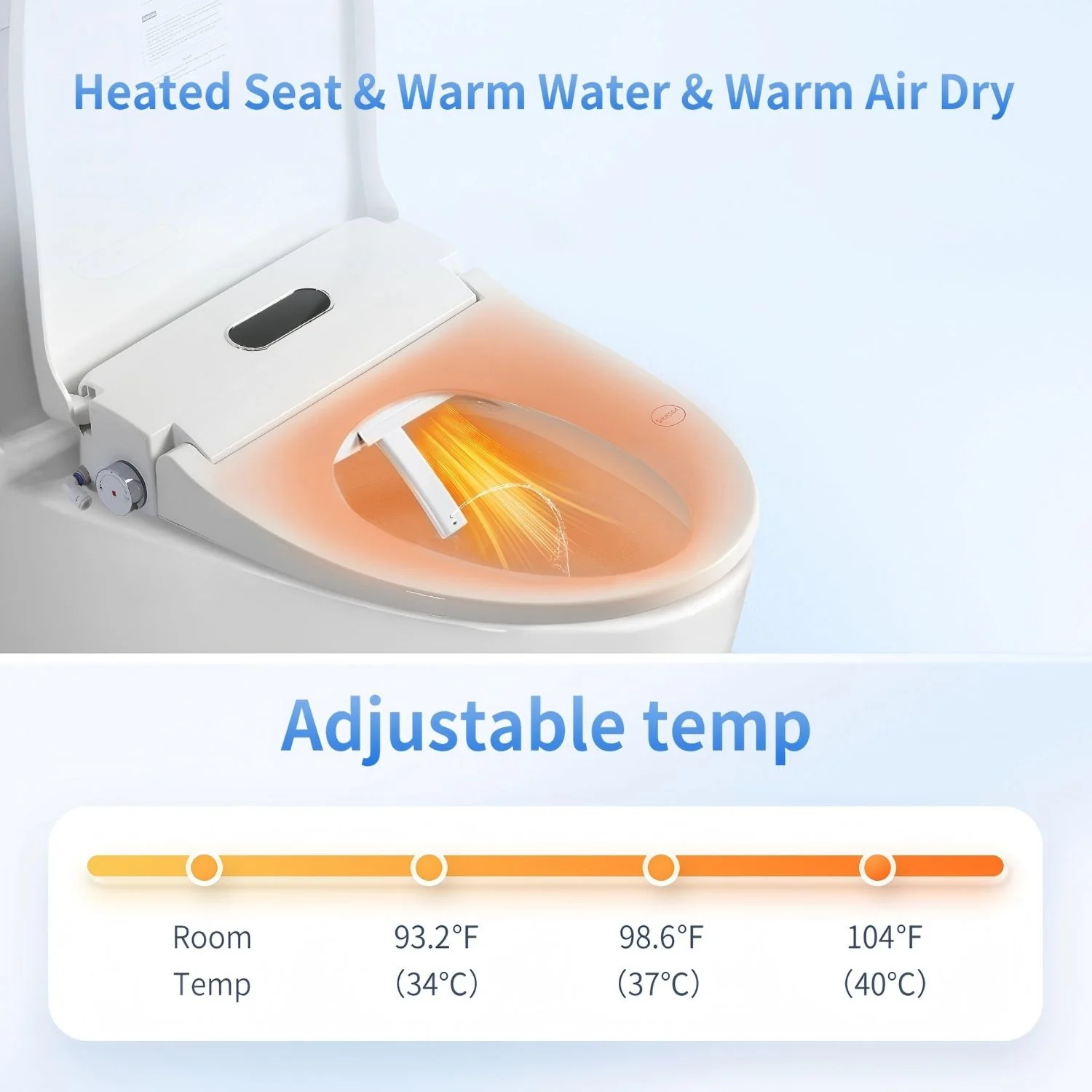 Smart Bidet Toilet Seat With Side Knob Adjustable Heated Seat With Water Temperature And Pressure Adjustment Portable Bidet - White - Image 8