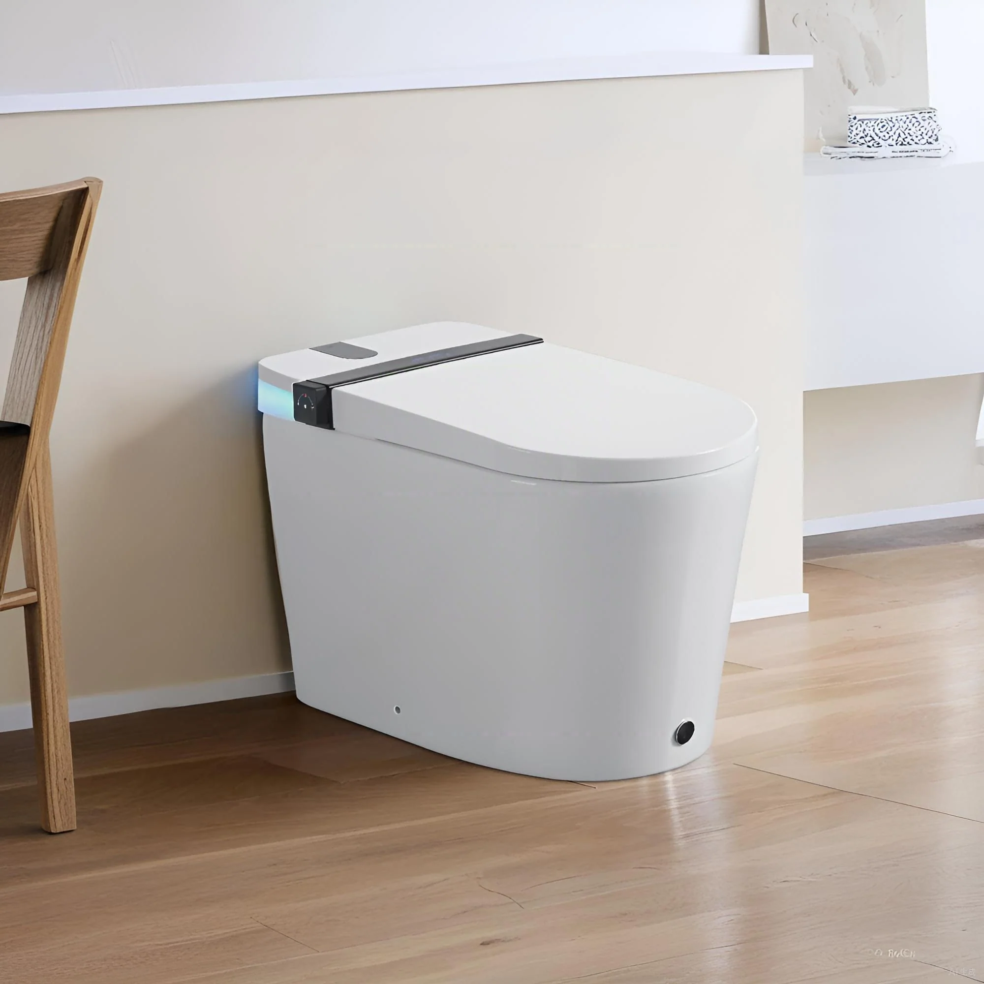 Smart Toilet With Bidet Seat Built In, Auto Open / Close Seat, Foot Sensor, LED Display - White - Image 3