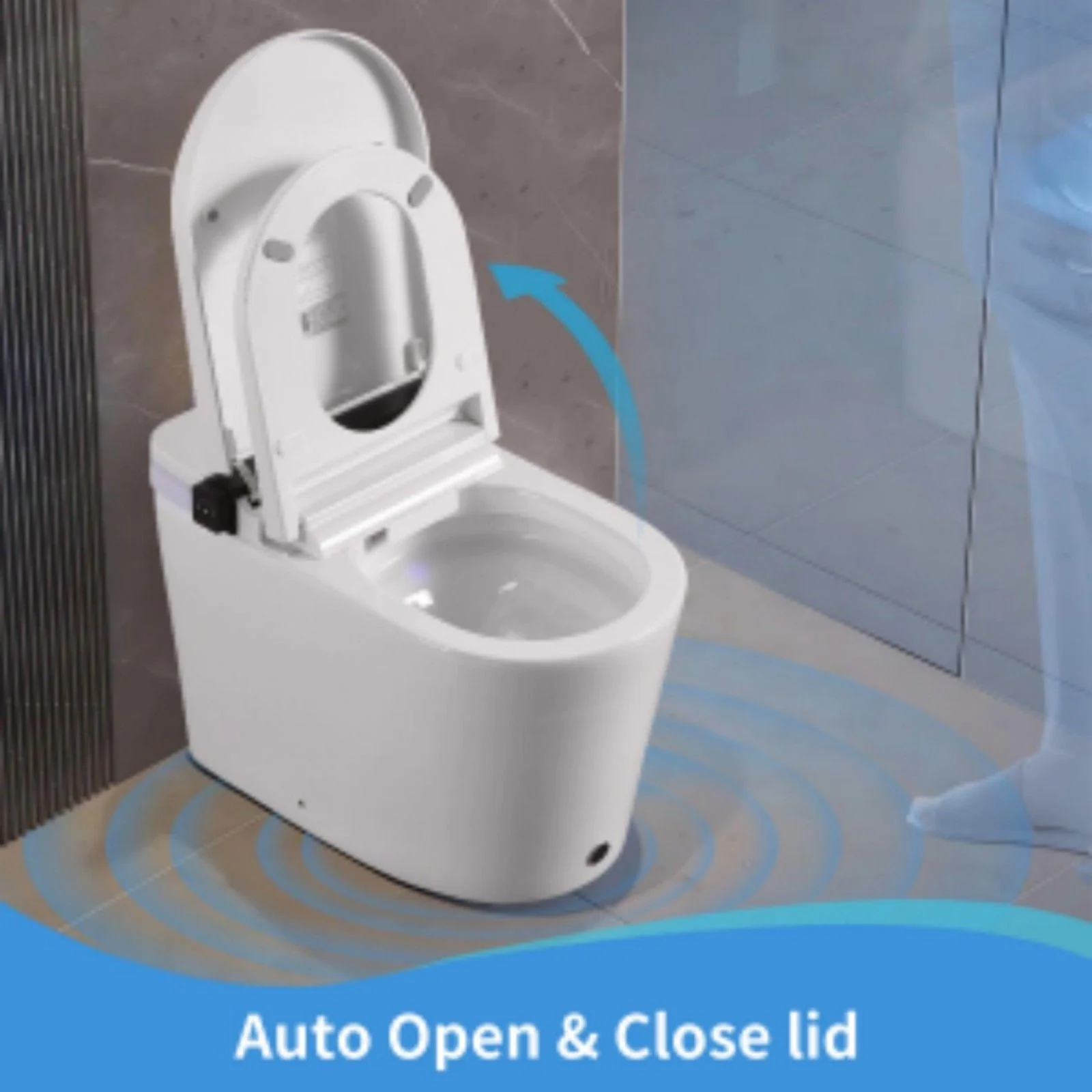 Smart Toilet With Bidet Seat Built In, Auto Open / Close Seat, Foot Sensor, LED Display - White - Image 5