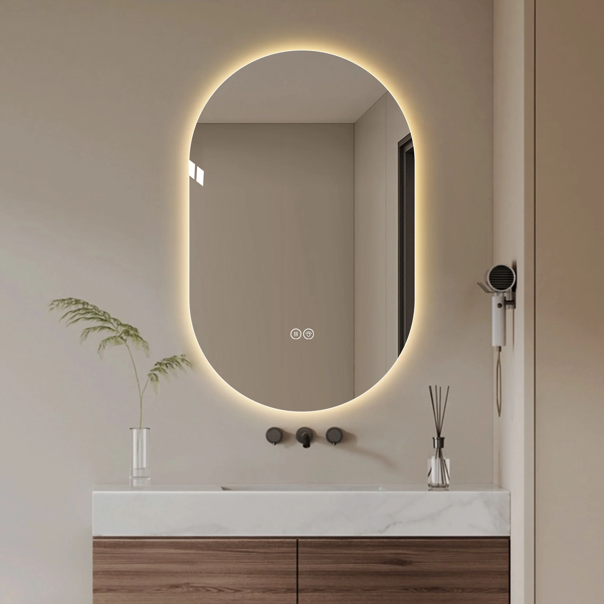 Smart Wall Mounted LED Touch Screen Mirror With Anti-Fog Function And Adjustable Lighting - Image 11