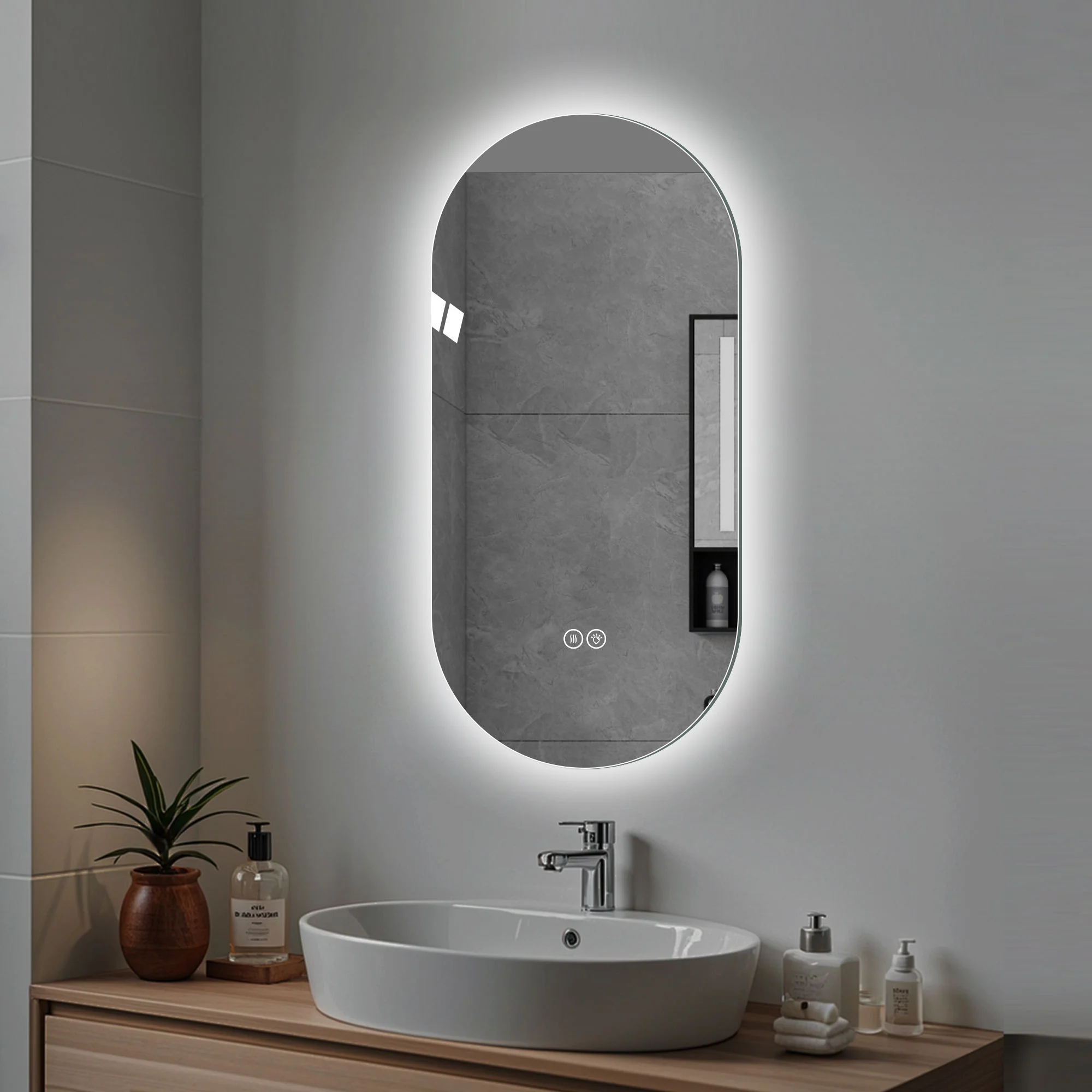 Smart Wall Mounted LED Touch Screen Mirror With Anti-Fog Function And Adjustable Lighting - Image 17