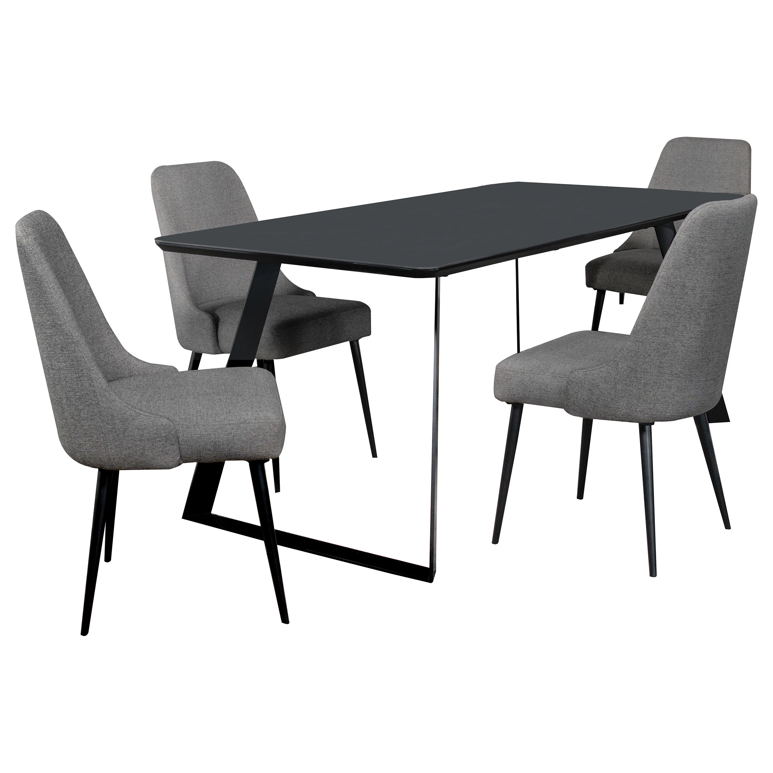 Smith 5-Piece Rectangular Ceramic Dining Set, Black - Image 5