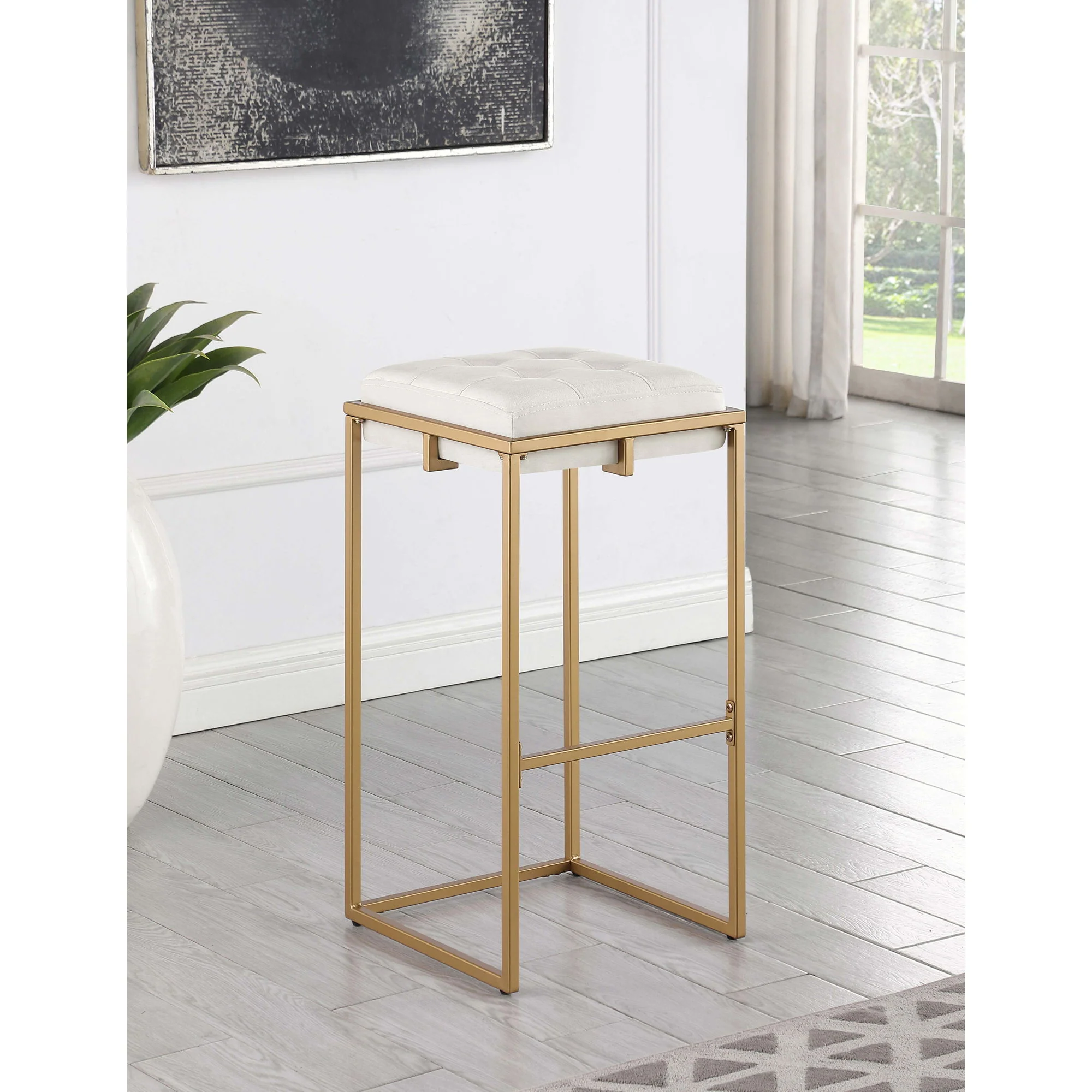 Soccoro - Square Tufted Cushion Stools (Set of 2) - Beige - Image 4