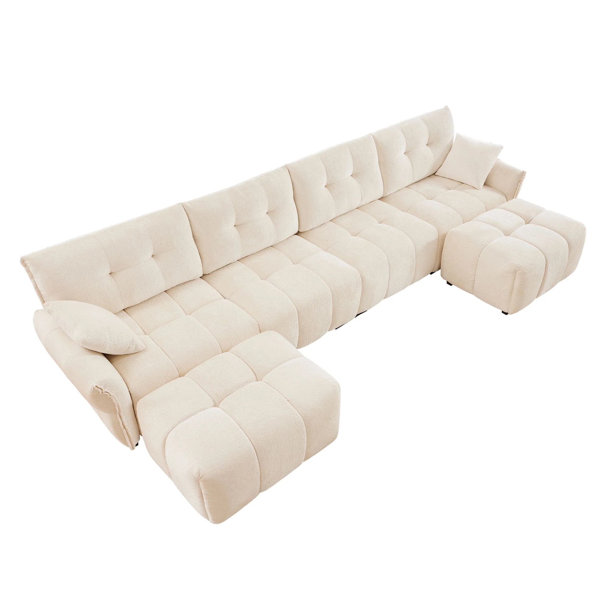 Sofa Set With Ottoman And Pillows, Textured, High Resilience Cushions - Image 12
