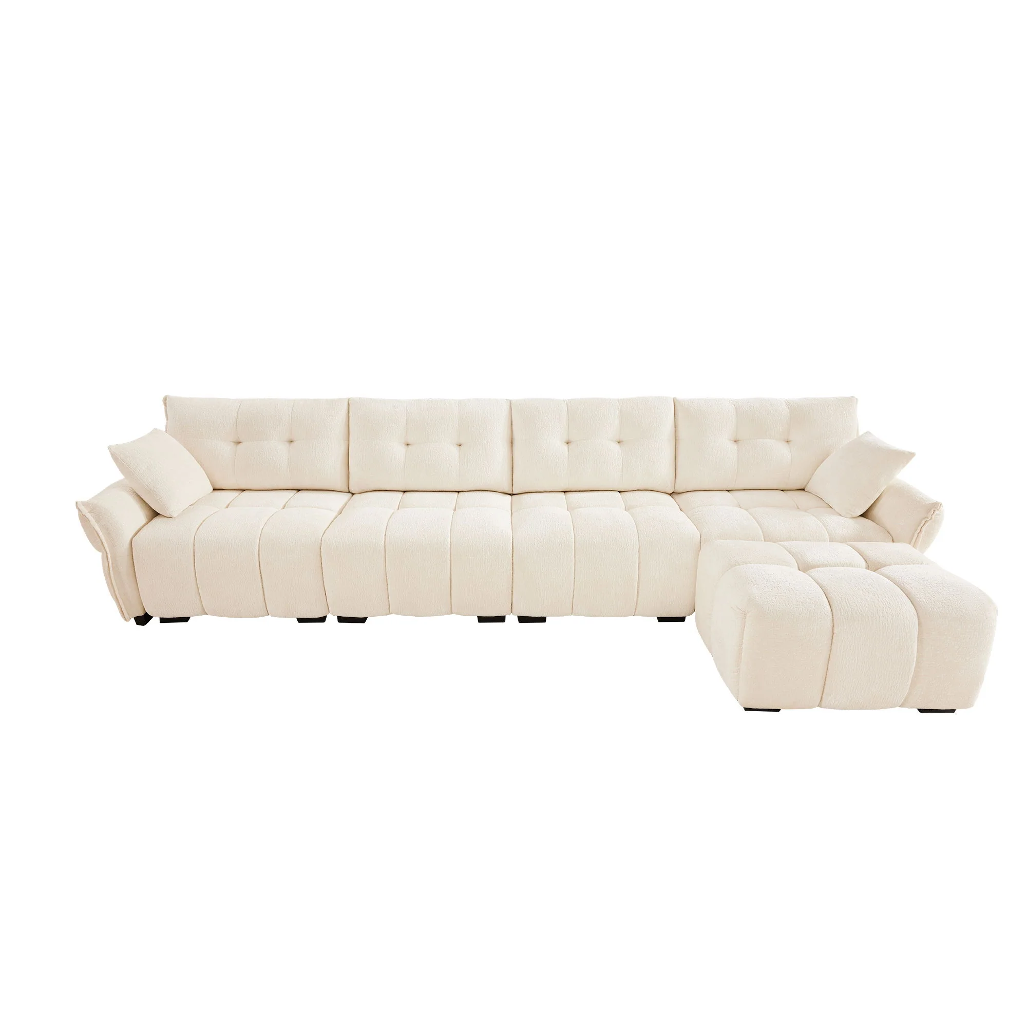 Sofa Set With Ottoman And Pillows, Textured, High Resilience Cushions - Image 131