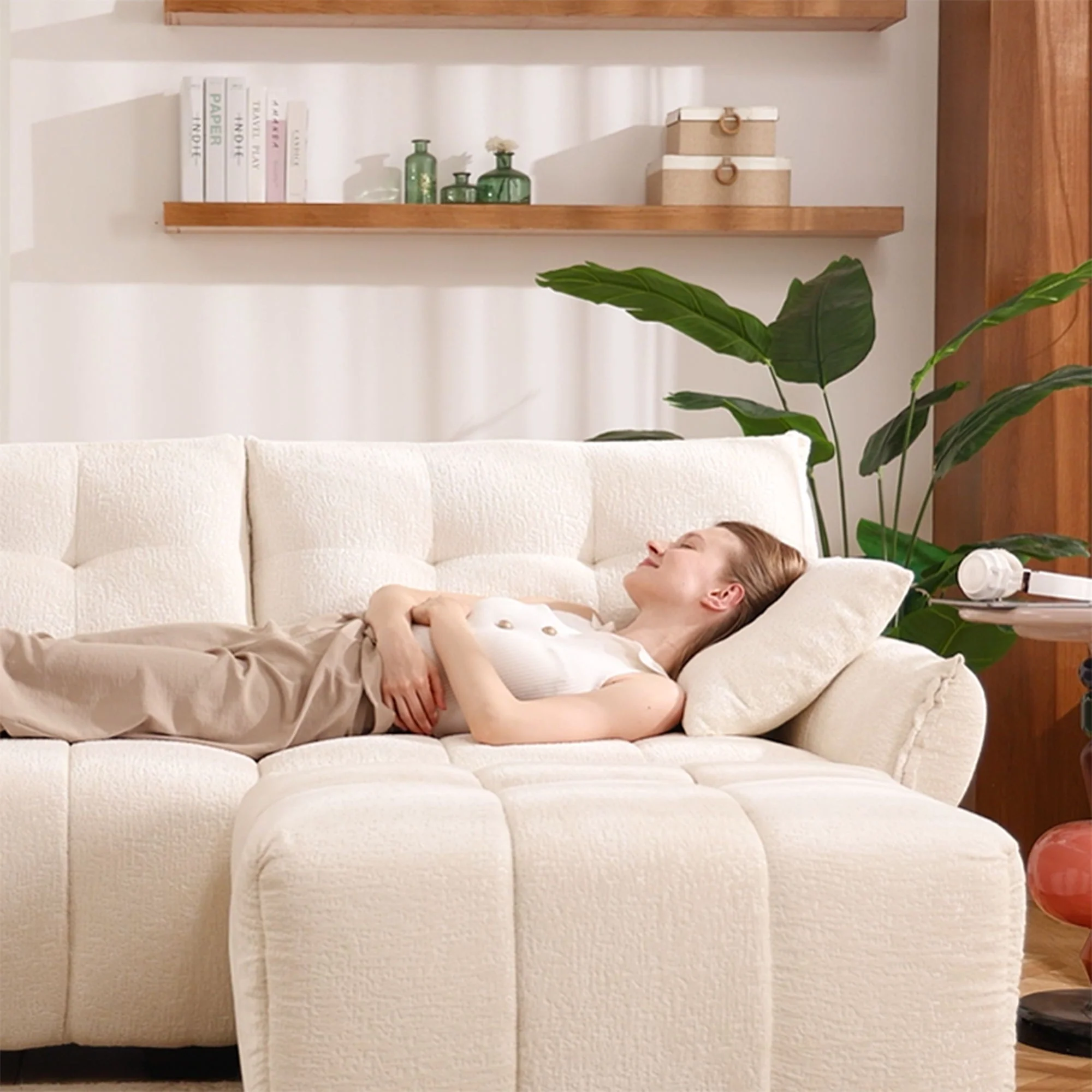 Sofa Set With Ottoman And Pillows, Textured, High Resilience Cushions - Image 146