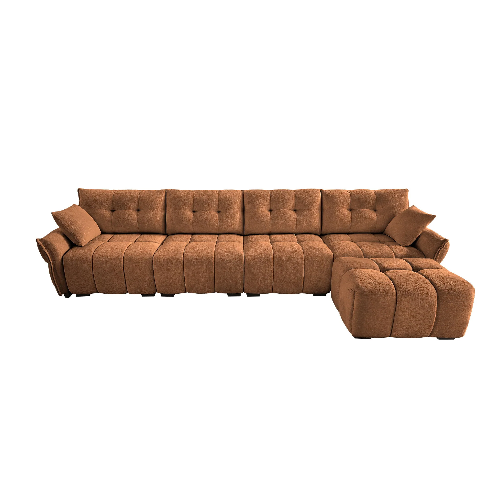 Sofa Set With Ottoman And Pillows, Textured, High Resilience Cushions - Image 154