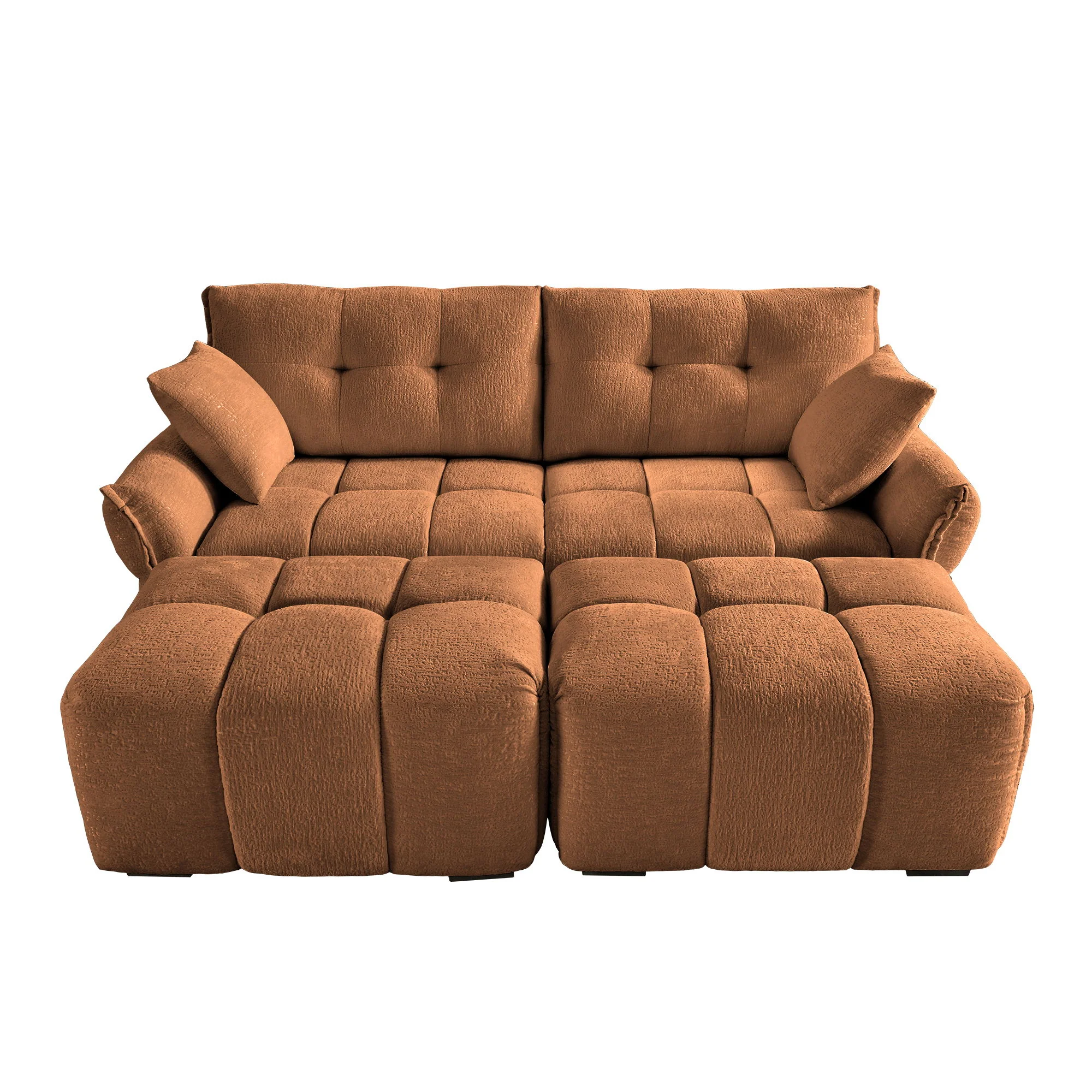 Sofa Set With Ottoman And Pillows, Textured, High Resilience Cushions - Image 155