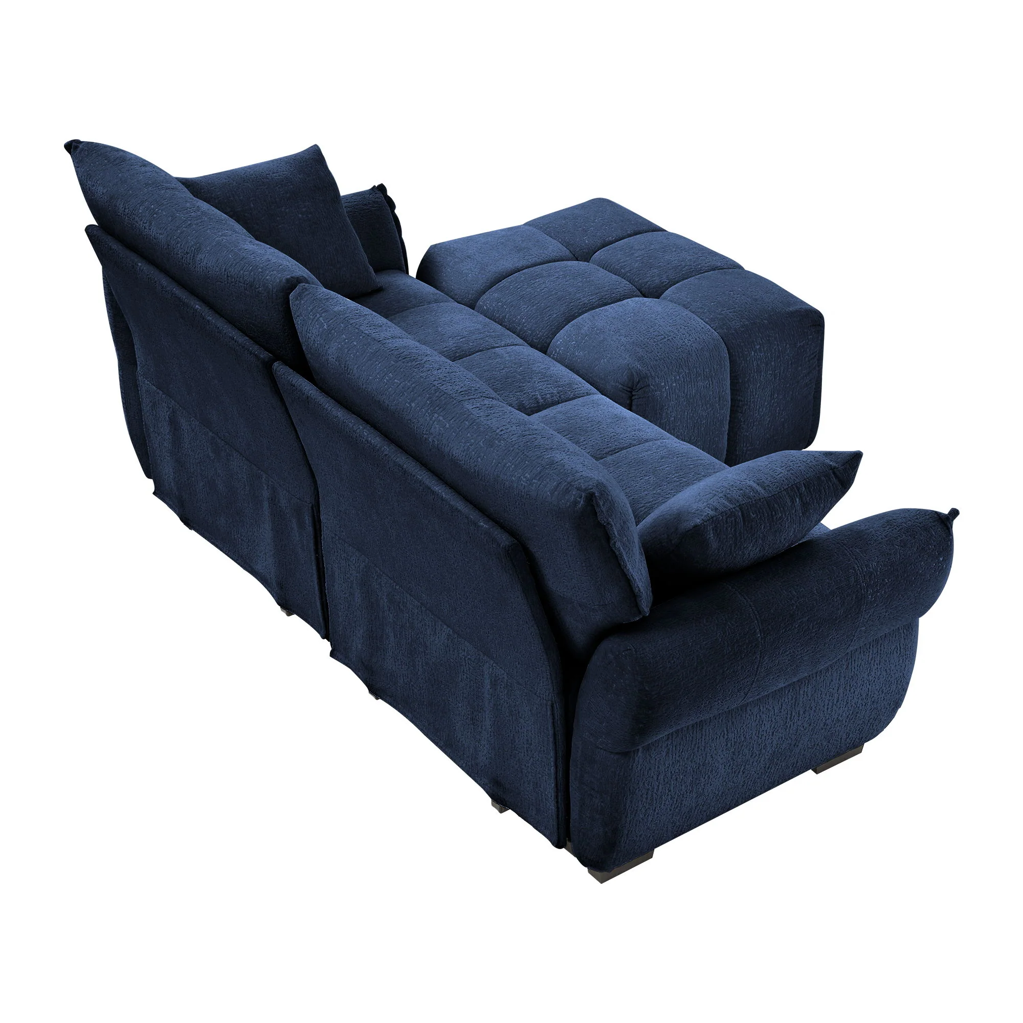 Sofa Set With Ottoman And Pillows, Textured, High Resilience Cushions - Image 166