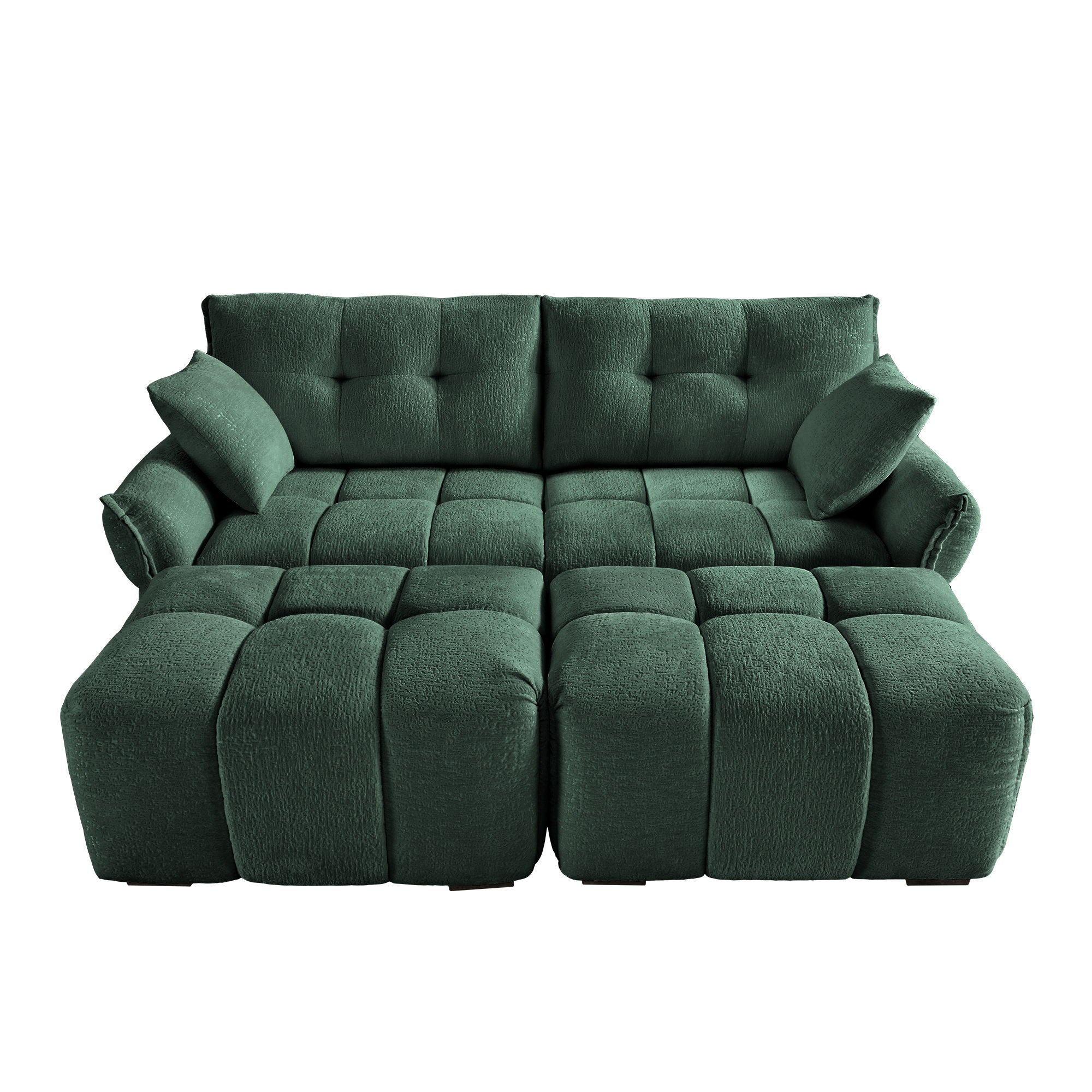 Sofa Set With Ottoman And Pillows, Textured, High Resilience Cushions - Image 174