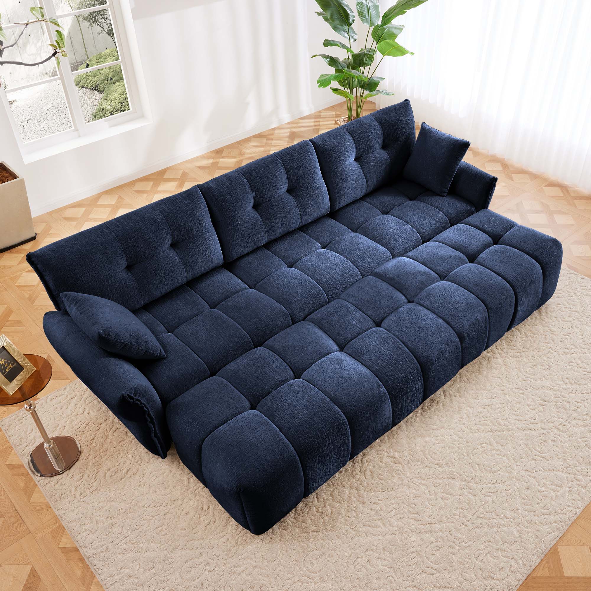Sofa Set With Ottoman And Pillows, Textured, High Resilience Cushions - Image 192