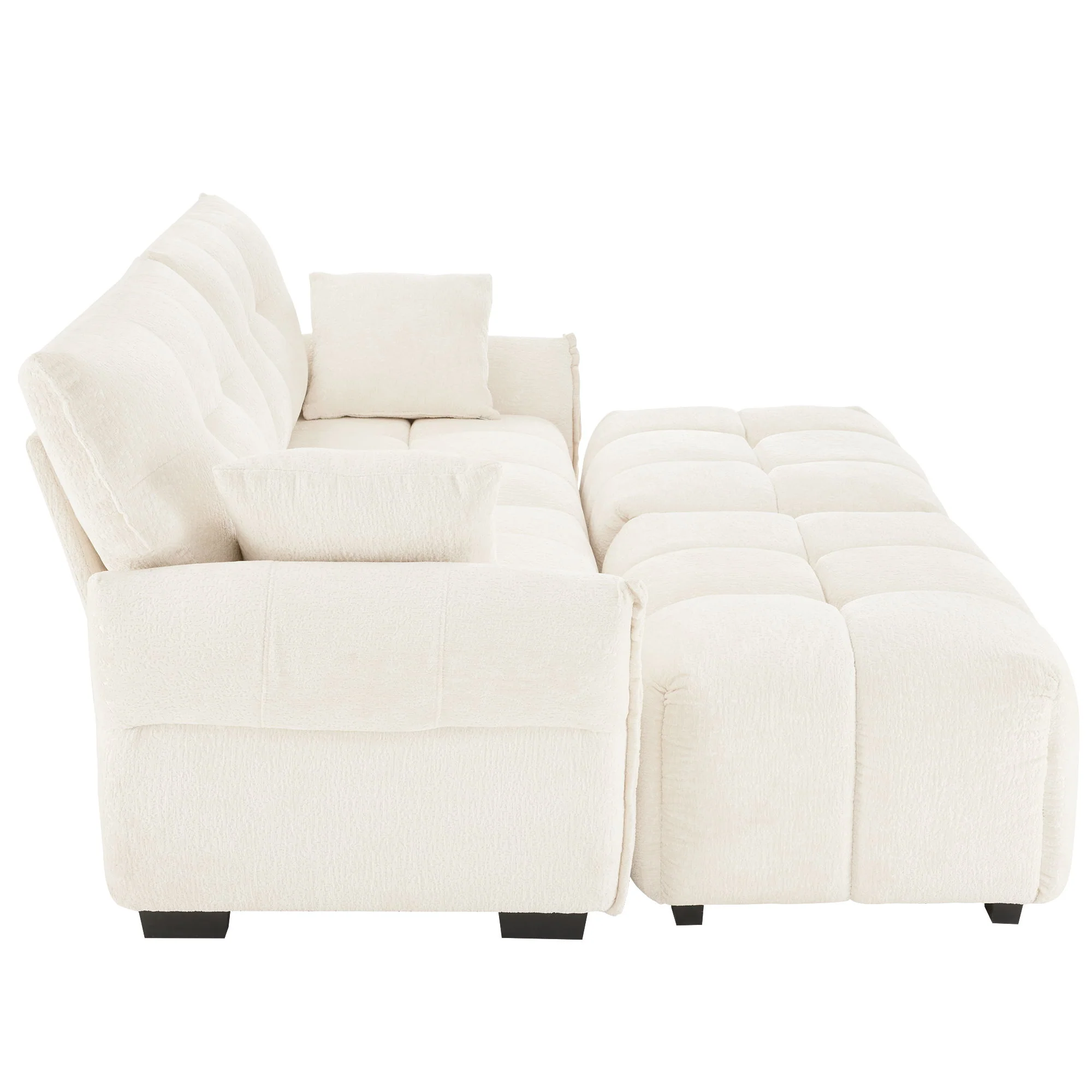 Sofa Set With Ottoman And Pillows, Textured, High Resilience Cushions - Image 204