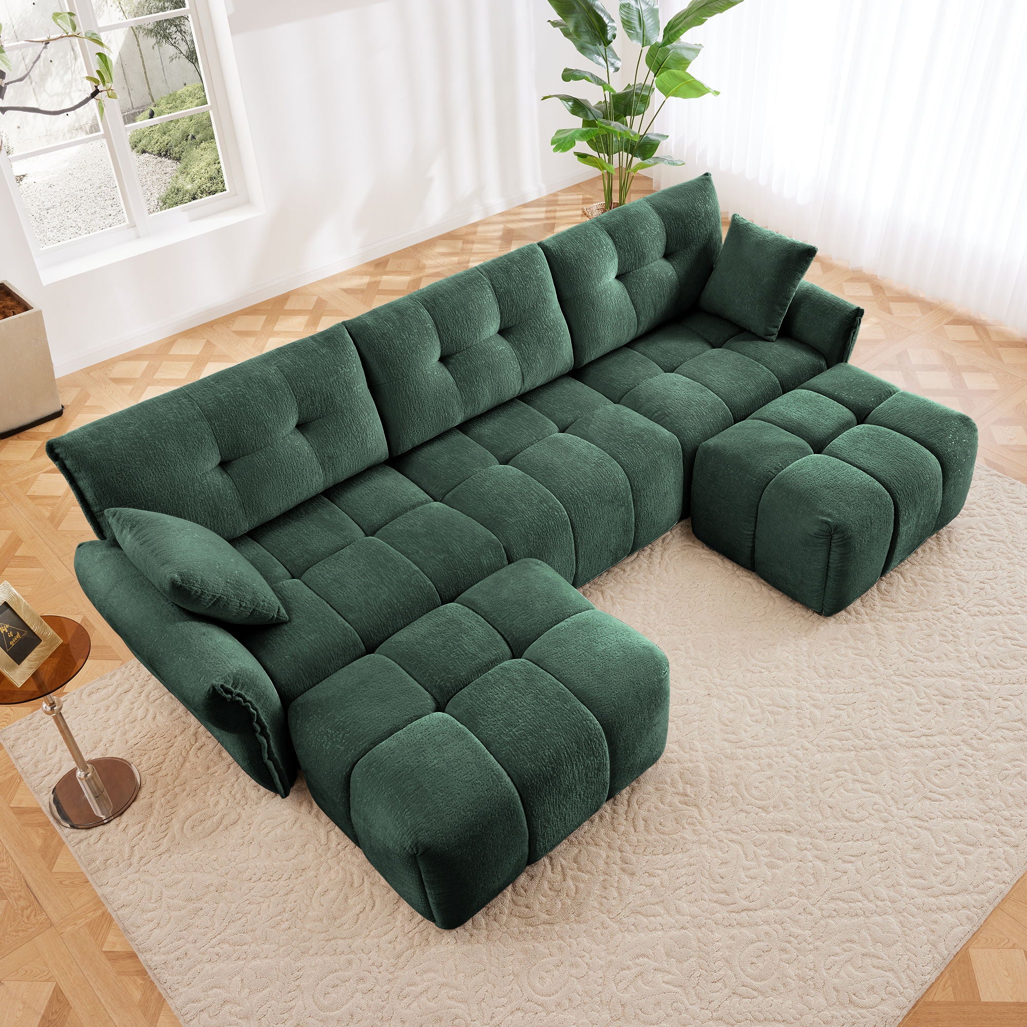 Sofa Set With Ottoman And Pillows, Textured, High Resilience Cushions - Image 68