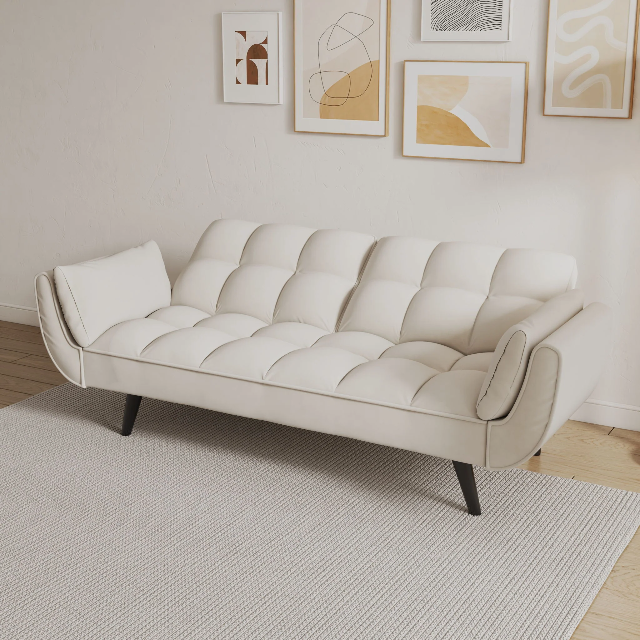Sofa Soft Two Armrests Throw Pillow Pillow Comfortable Fit Apartment Bedroom Small Space - Image 25