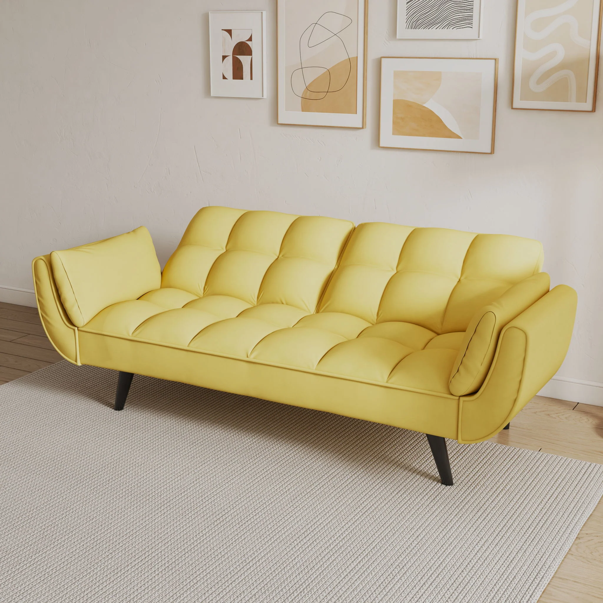 Sofa Soft Two Armrests Throw Pillow Pillow Comfortable Fit Apartment Bedroom Small Space - Image 26