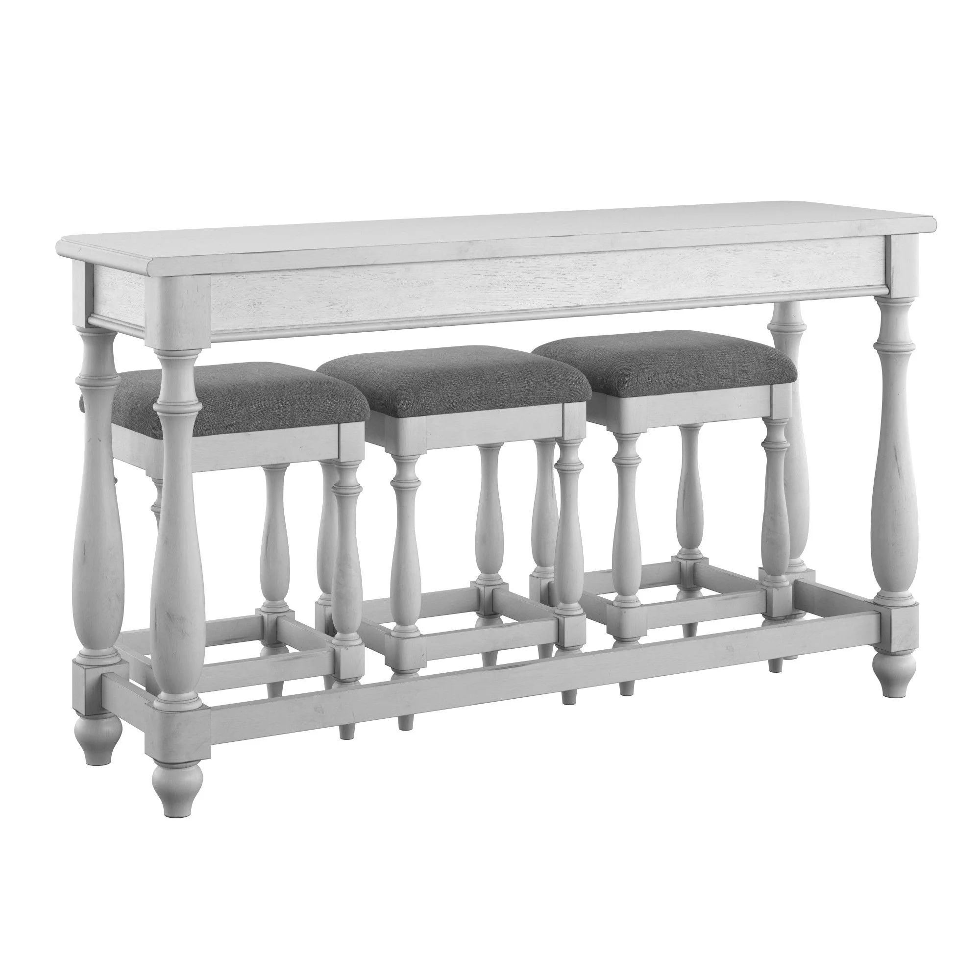 Sofa Table With 3 Stools - Gray - Image 2