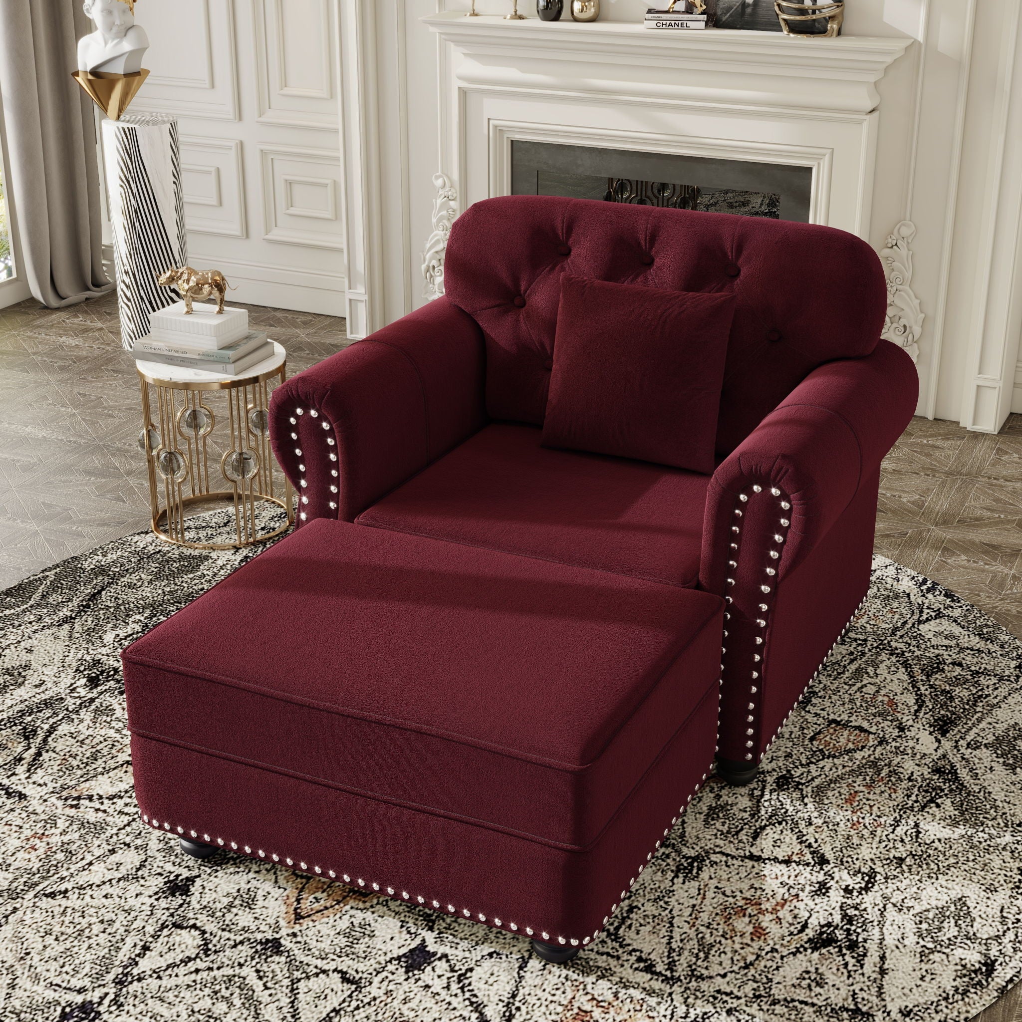 Sofa With Nailhead Trim And Rolled Armrests - Image 10