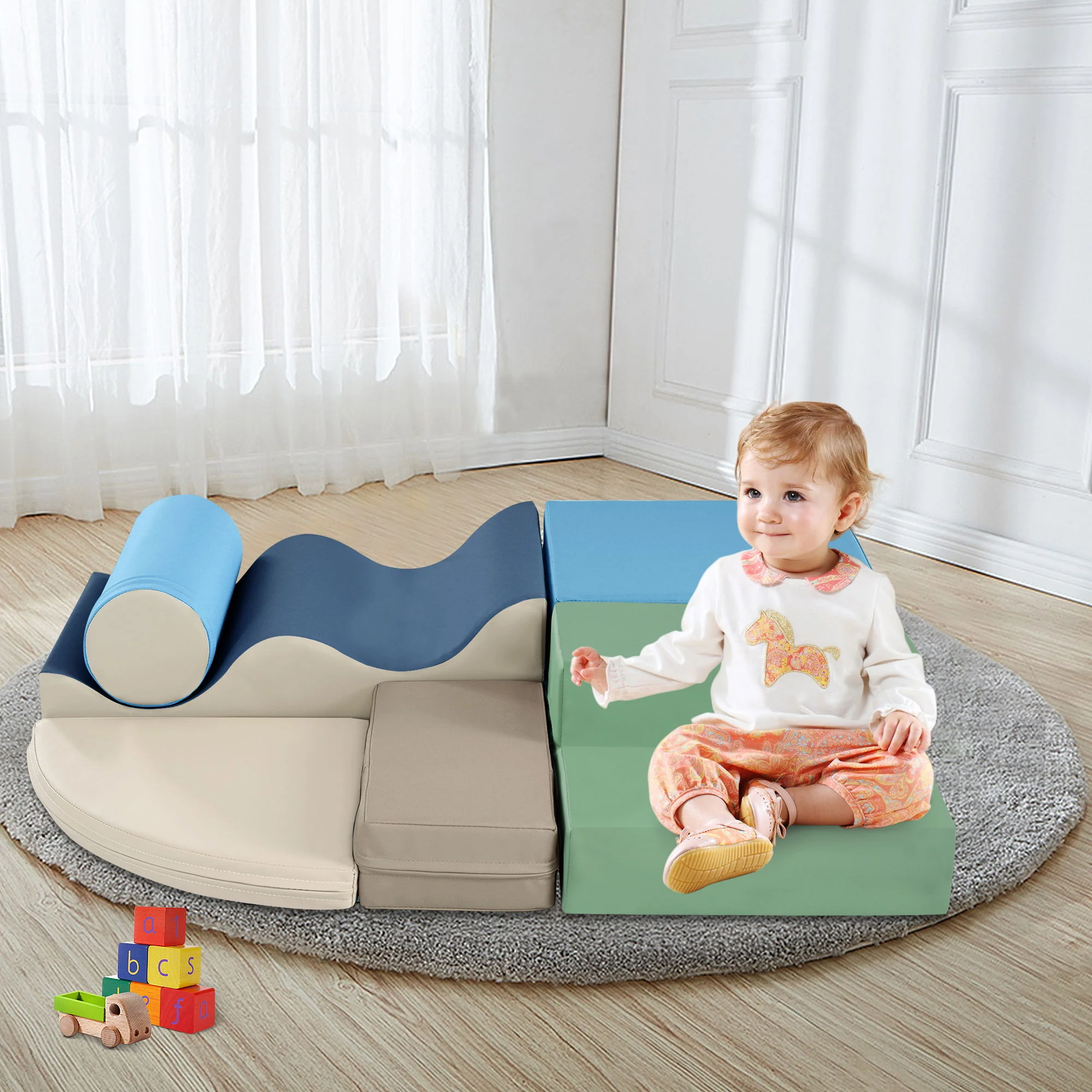 Soft Climb And Crawl Foam Playset 6 In 1, Soft Play Equipment Climb And Crawl Playground For Kids, Kids Crawling And Climbing Indoor Active Play Structure - Colorful - Image 9