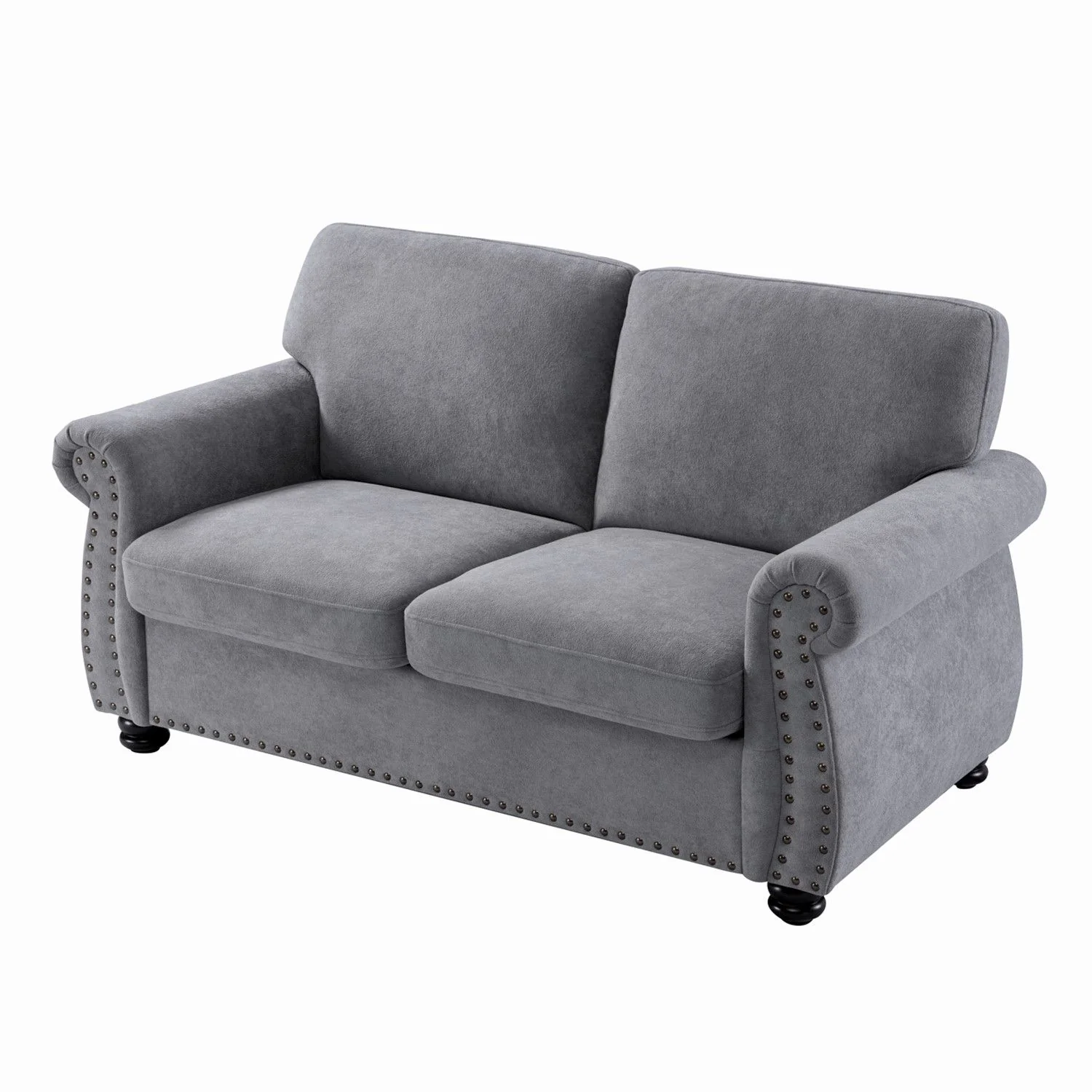 Soft Loveseat, Upholstered 2 Seater Couch, Loose Back Cushions And Turned Legs - Image 12