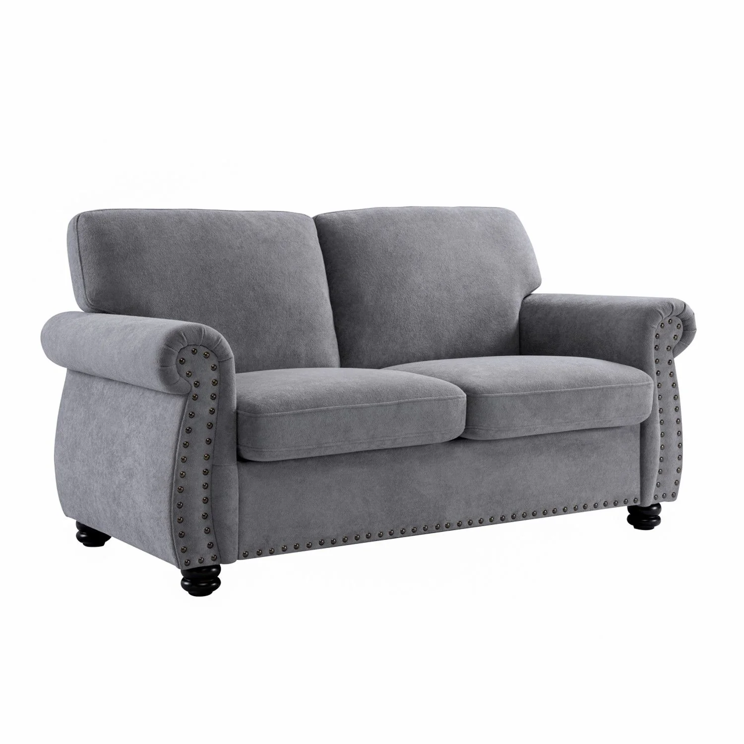 Soft Loveseat, Upholstered 2 Seater Couch, Loose Back Cushions And Turned Legs - Image 17